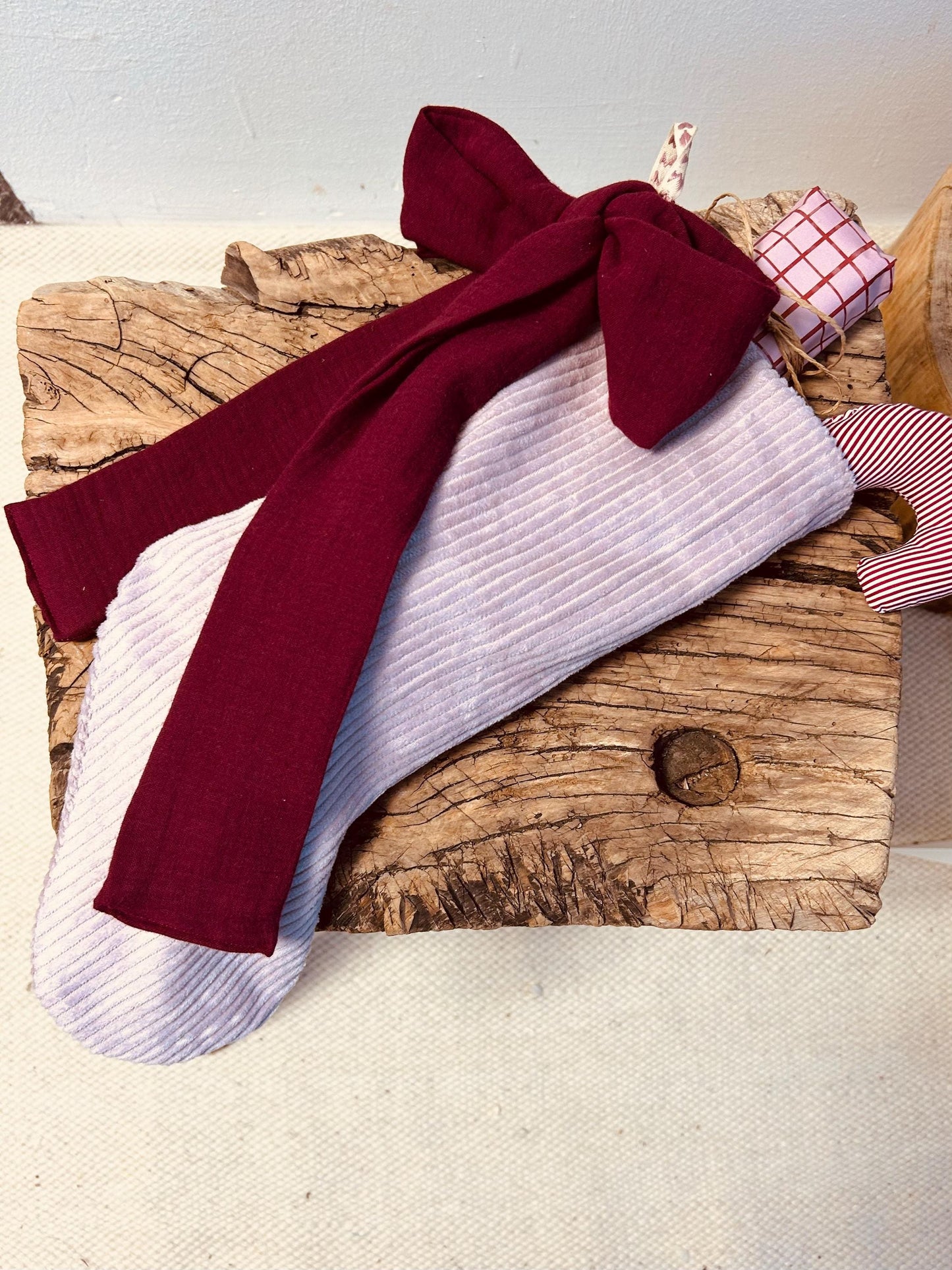 Nikolausstiefel Musselin, Nikolausstiefel Cord, Nikolausstrumpf, Nikolaus, Weihnachtsdeko, Nikolausstiefel PomPons, Weihnachtsmann