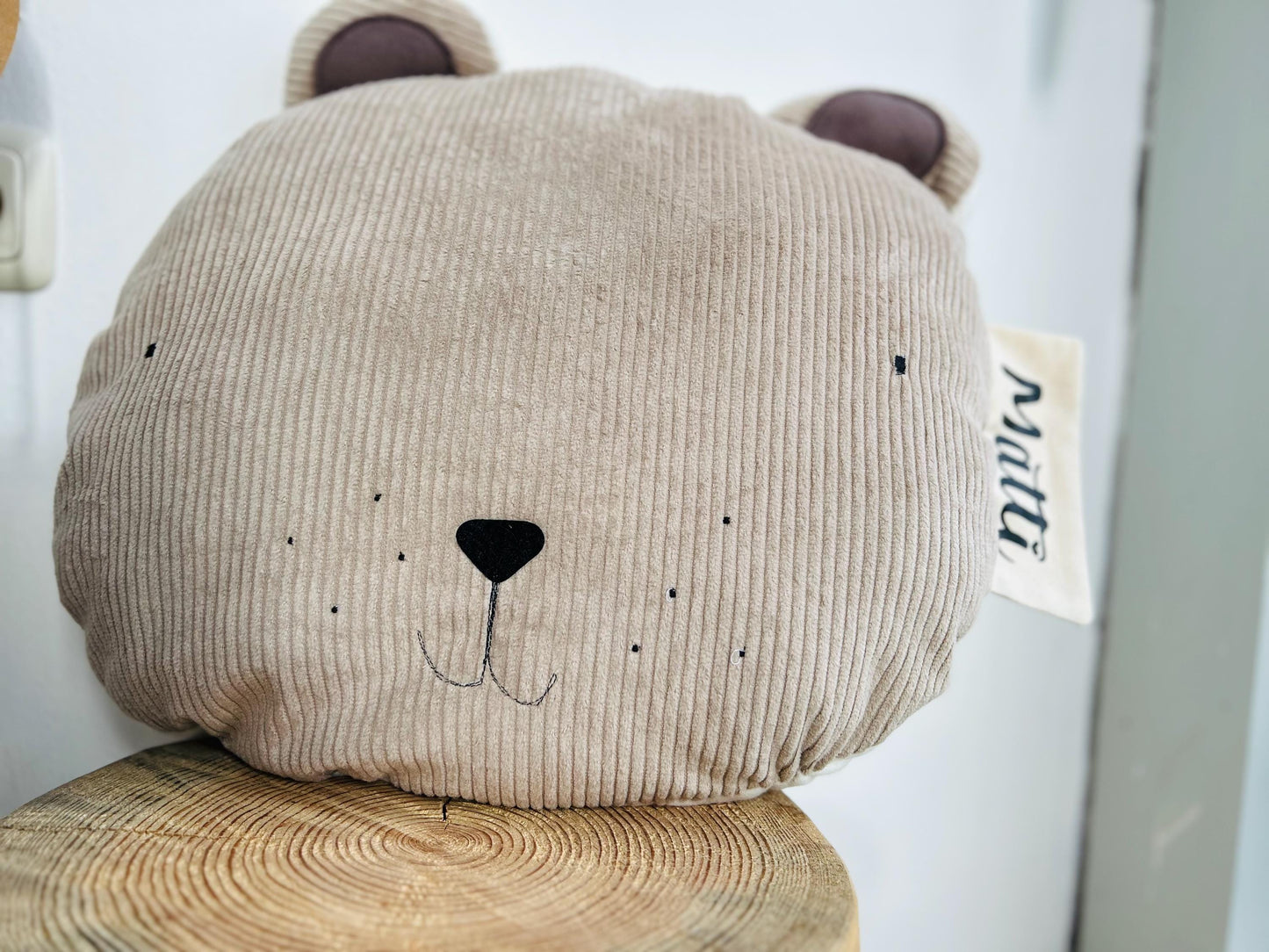 Kissen Bär, Kissen Cord, Cordkissen, Geschenk zur Taufe, Geschenk zur Geburt, Geschenk Kinder, Kissen mit Namen, Geschenk Weihnachten