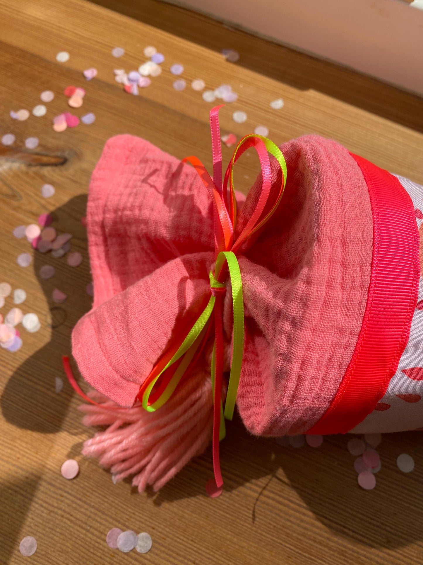 Geschwisterschultüte, Zuckertüte, Trosttüte Mädchen Jungs Regenbogen gute Laune Schulanfang Einschulung Kiga Start Milla Louise neon pink