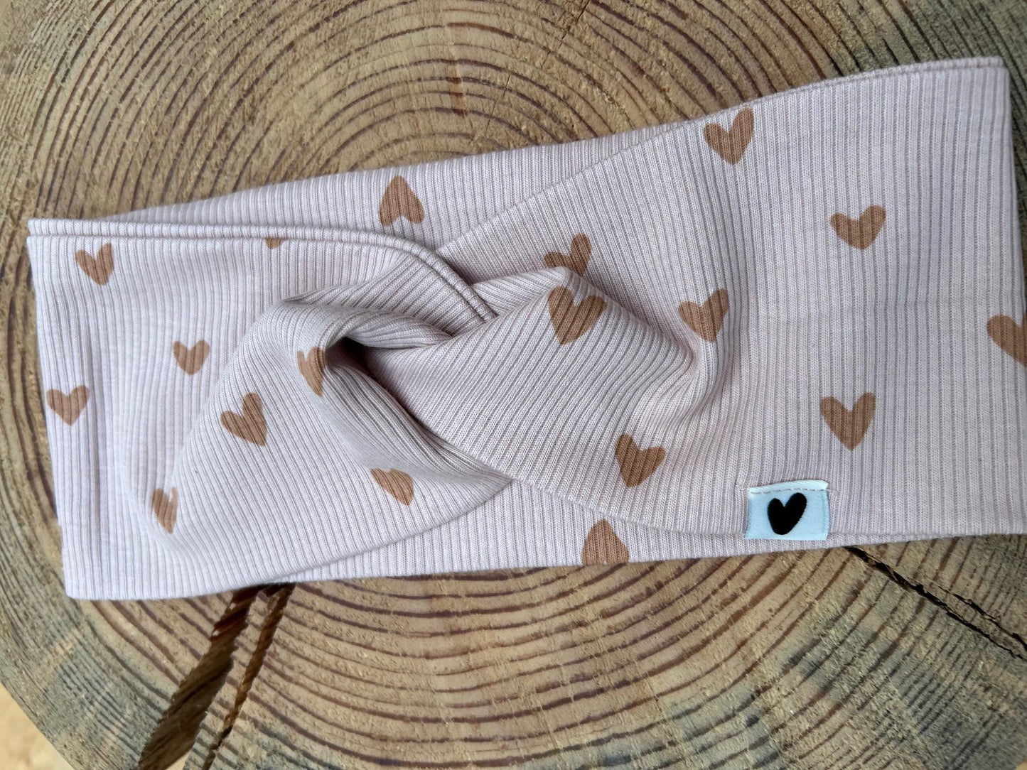 Stirnband Herbst, Stirnband mit Knoten Stirnband für Mädchen, Haarband für Mädchen,Knotenstirnband , Rippjersey, Label, Aufnäher, Patch
