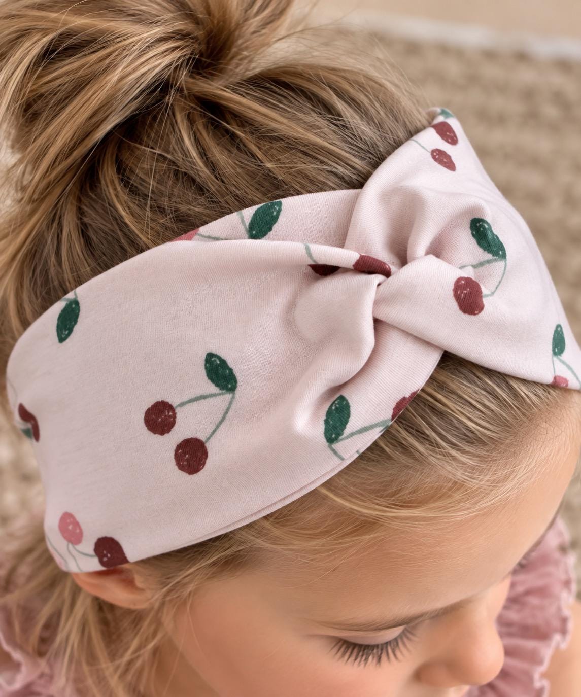 Stirnband Mädchen | Haarband Kinder | Stirnband Leo| Knoten Stirnband | Kinder Haarband | Geschenk Mädchen | Jerseyband Mädchen Kirschen