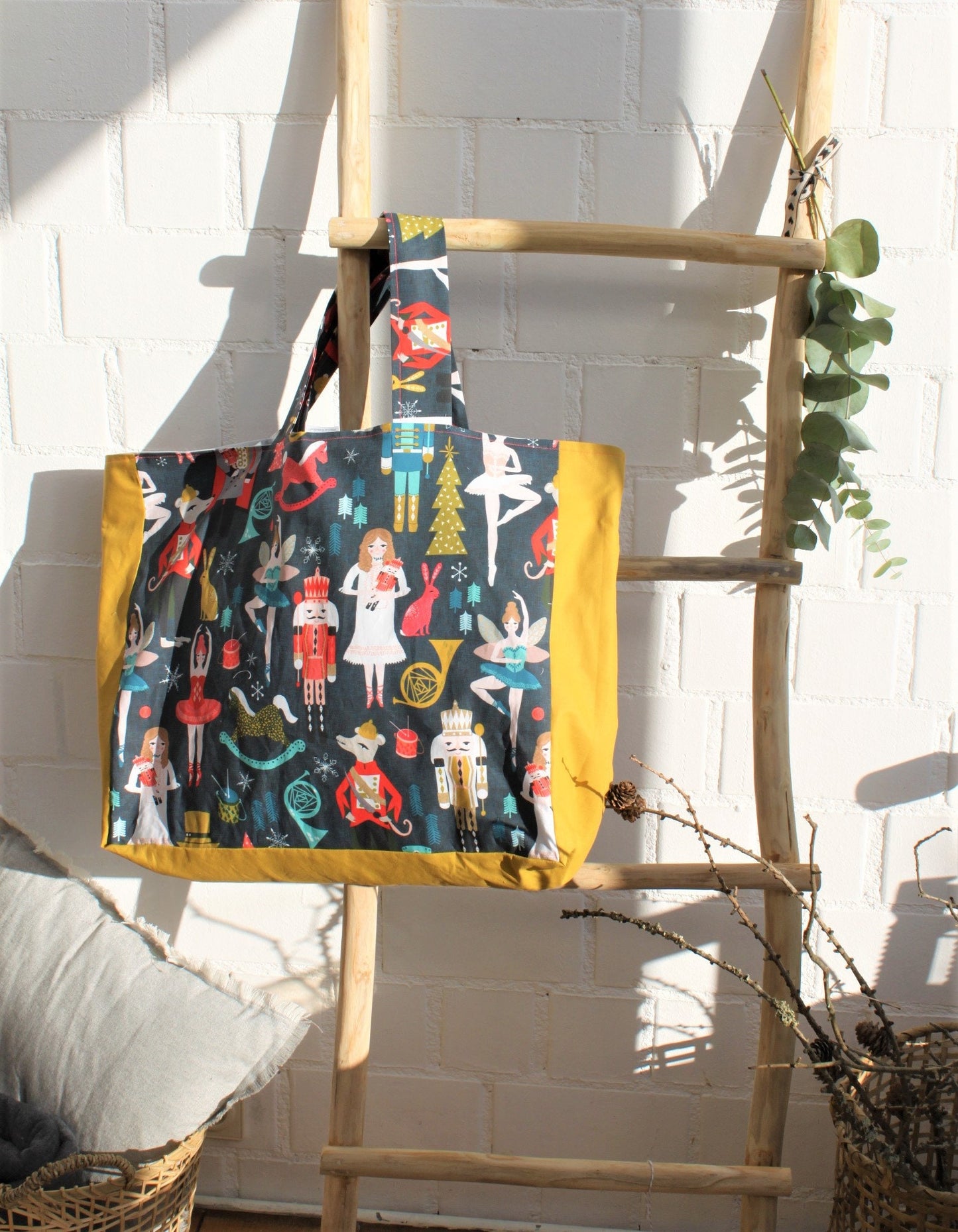 Tasche Stofftasche Shoppingbag Einkaufstasche große Tasche Weihnachtstasche große Umhängetasche Canvastasche Geschenk Weihnachten Xmas