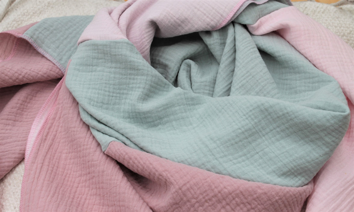 dreifarbiges XXL Halstuch Musselin 135x135 cm, Musselintuch, Musselinschal, Dreieckstuch, Musselin, Baumwollmusselin, Schal Sommer, Frühling