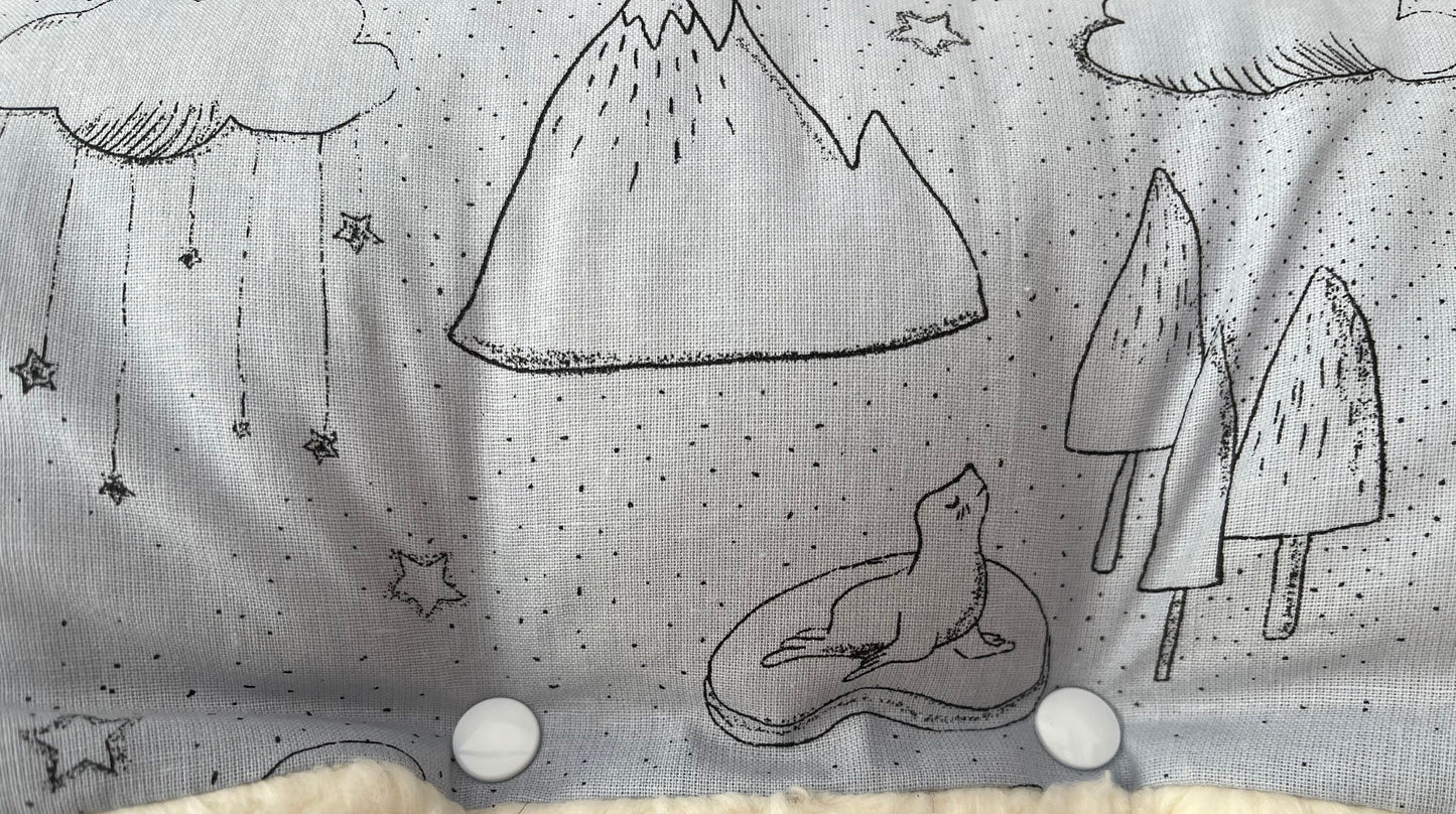 Süßer Kinderwagenmuff Muff Kinderwagen Kinderwagen blau Tiere Buggy Winter Geschenk Geburt Geschenk Fuchs Eisbär Bio-Baumwolle