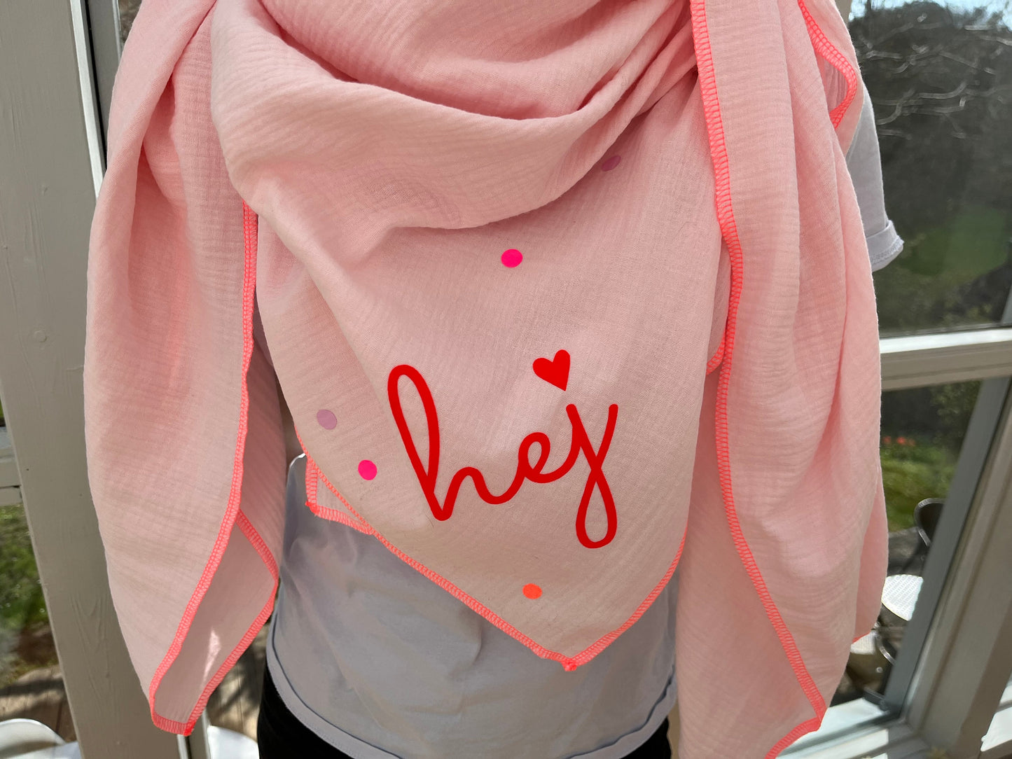 XXL Halstuch Musselin, Musselintuch, Musselinschal, Tuch Regenbogen, Regenbogentuch, rosa, Glitzer, Musselin, Sommer, Aufnäher, Frühling,hej