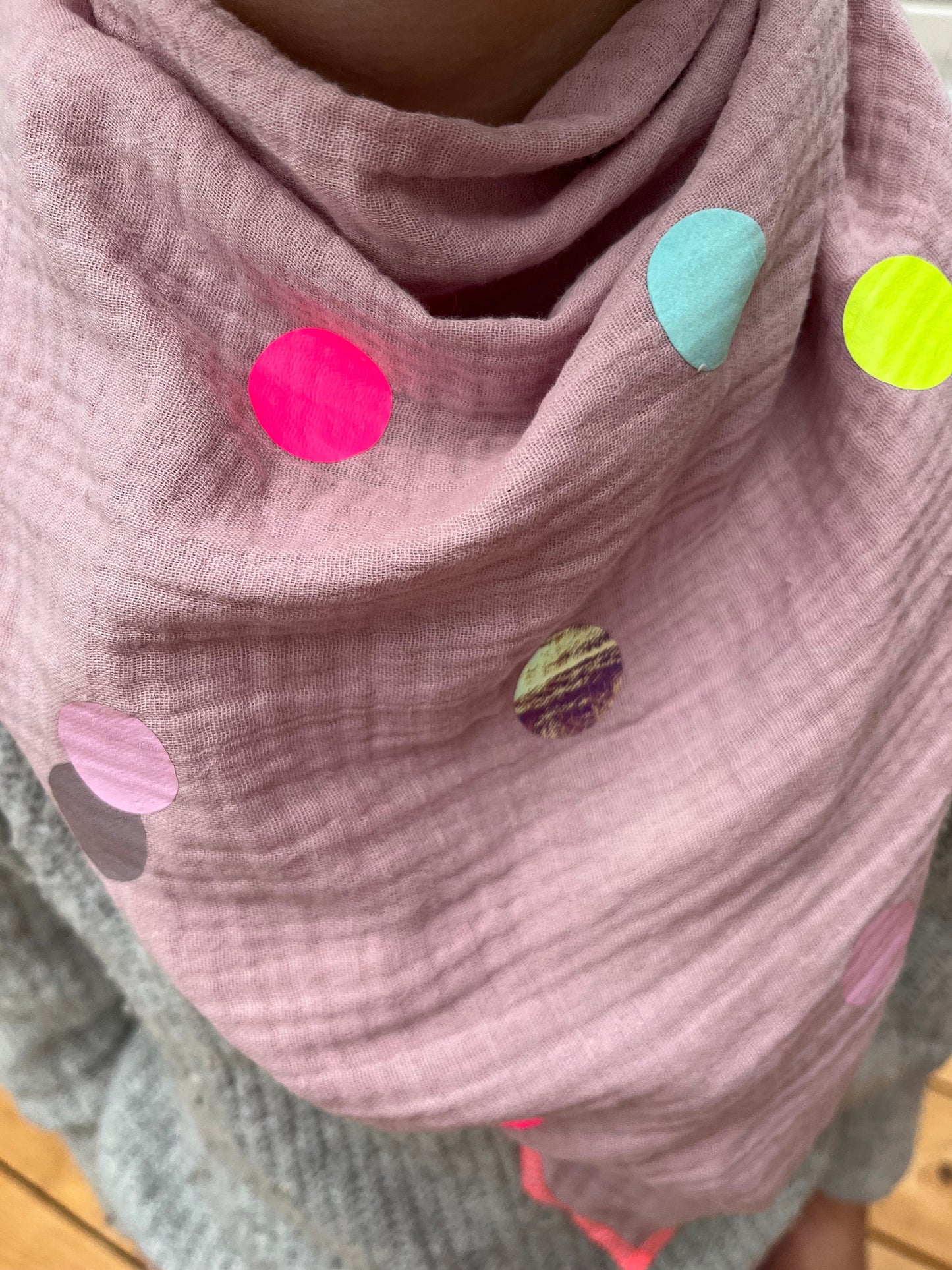 Kinder Halstuch Musselin, Musselintuch, Musselinschal,Tuch Einhorn, Geschenk, Konfetti, Glitzer, Musselin rosa, Tuch Frühling, Sommer Herbst