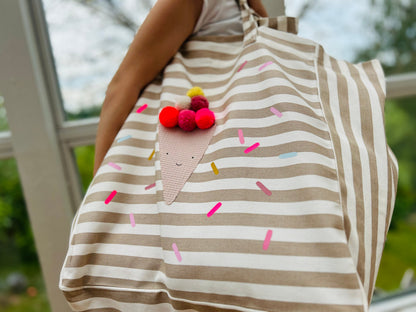 XL Badetasche, Tasche Stofftasche Strandtasche Einkaufstasche große Tasche Badetasche Eis Eis-Tasche Canvastasche, Eiswaffel Tasche