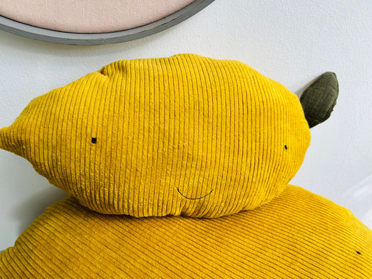 Kissen Zitrone, Kissen Cord, Cordkissen, Geschenk zur Taufe, Geschenk zur Geburt, Geschenk Kinder, Kissen mit Namen, PomiPomi