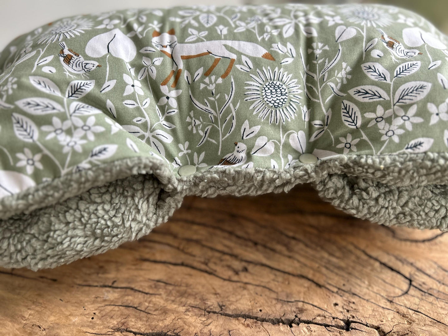 Kinderwagenmuff, Kinderwagen Handmuff, Muff Baby, Kinderwagenmuff Fuchs, warme Hände, Geschenk zur Geburt, Muff grün, Weihnachtsgeschenk