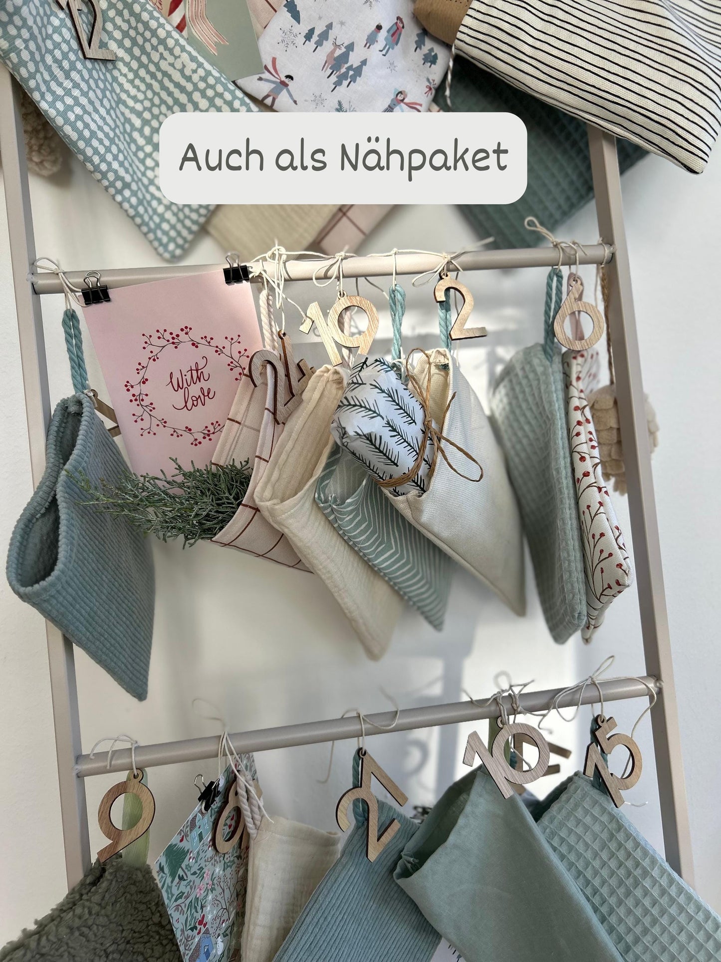 Nähpaket Adventskalender, Adventskalender zum Nähen,Adventskalender Stoff, Adventskalender nähen,Adventskalender Musselin