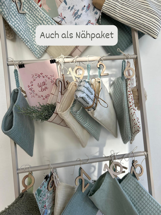 Nähpaket Adventskalender, Adventskalender zum Nähen,Adventskalender Stoff, Adventskalender nähen,Adventskalender Musselin
