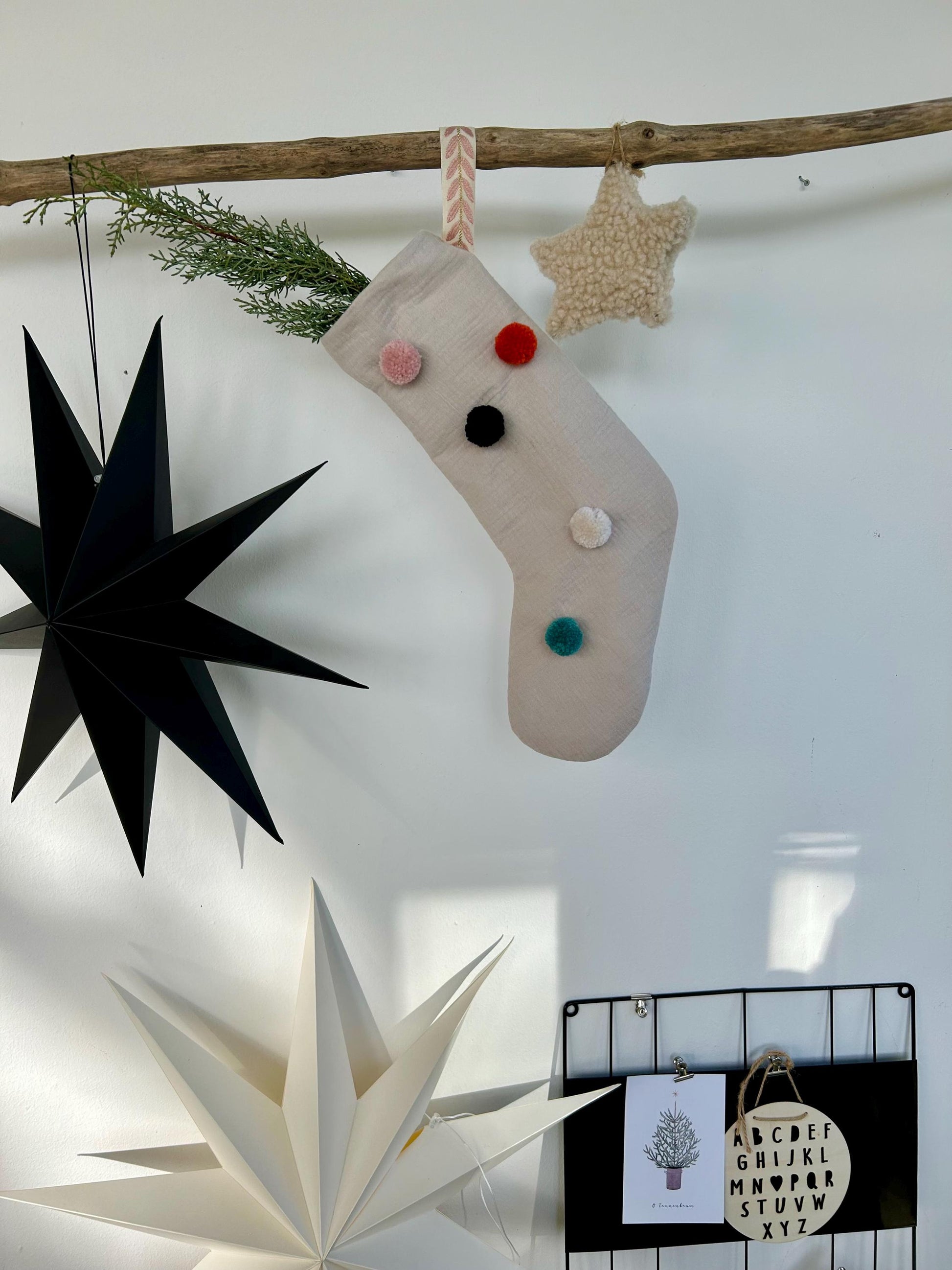 Nikolausstiefel Musselin, Nikolausstiefel Filz, Nikolausstrumpf, Nikolaus, Weihnachtsdeko, Nikolausstiefel PomPons, Weihnachten, XMas