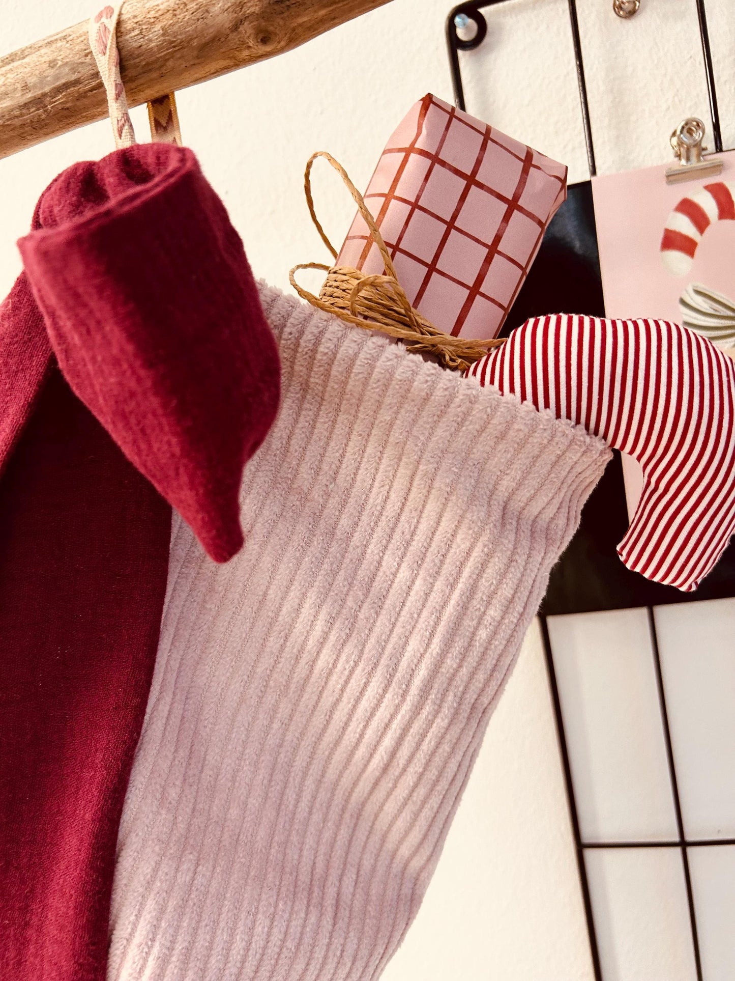 Nikolausstiefel Musselin, Nikolausstiefel Cord, Nikolausstrumpf, Nikolaus, Weihnachtsdeko, Nikolausstiefel PomPons, Weihnachtsmann