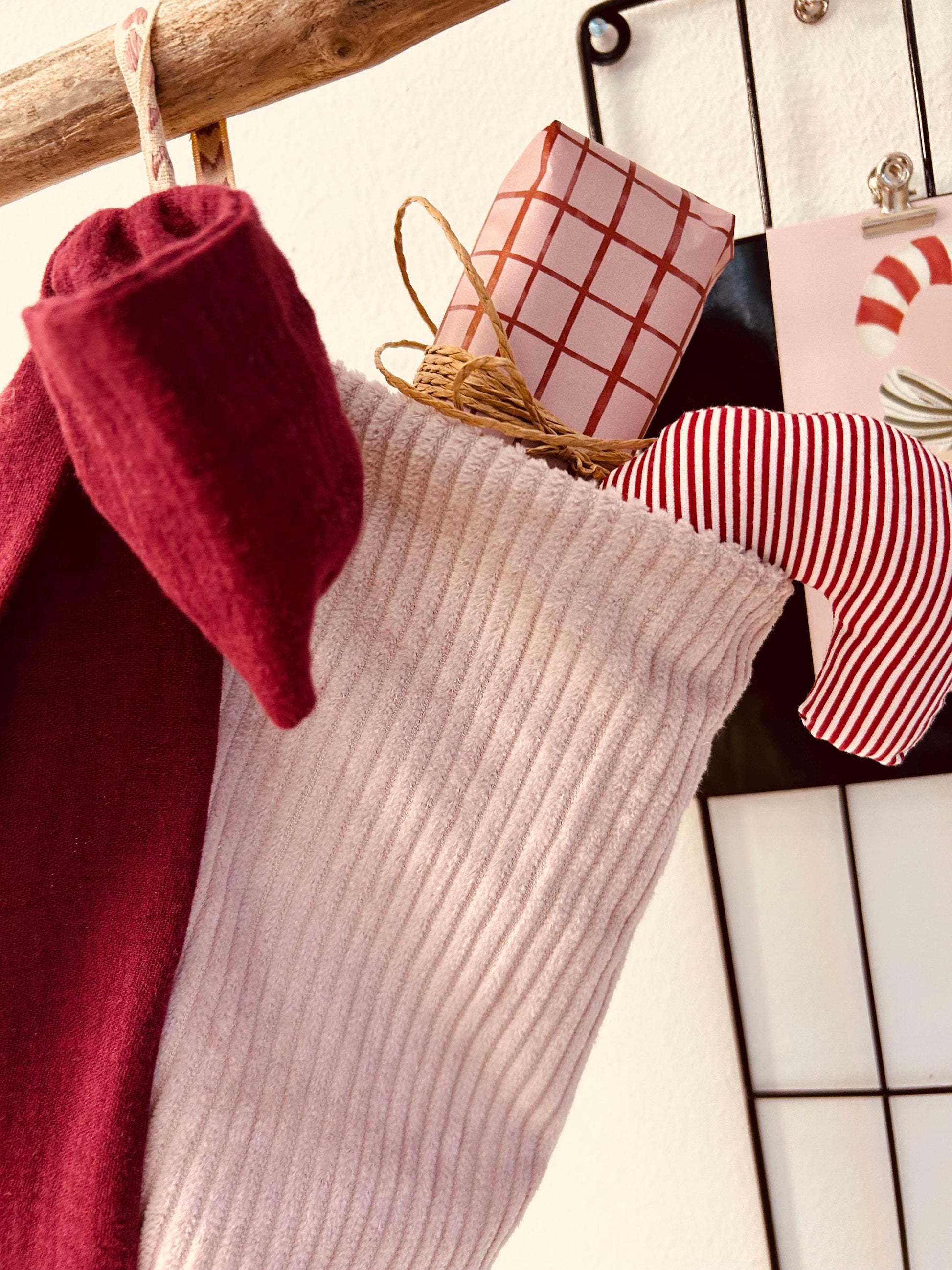 Nikolausstiefel Musselin, Nikolausstiefel Cord, Nikolausstrumpf, Nikolaus, Weihnachtsdeko, Nikolausstiefel PomPons, Weihnachtsmann