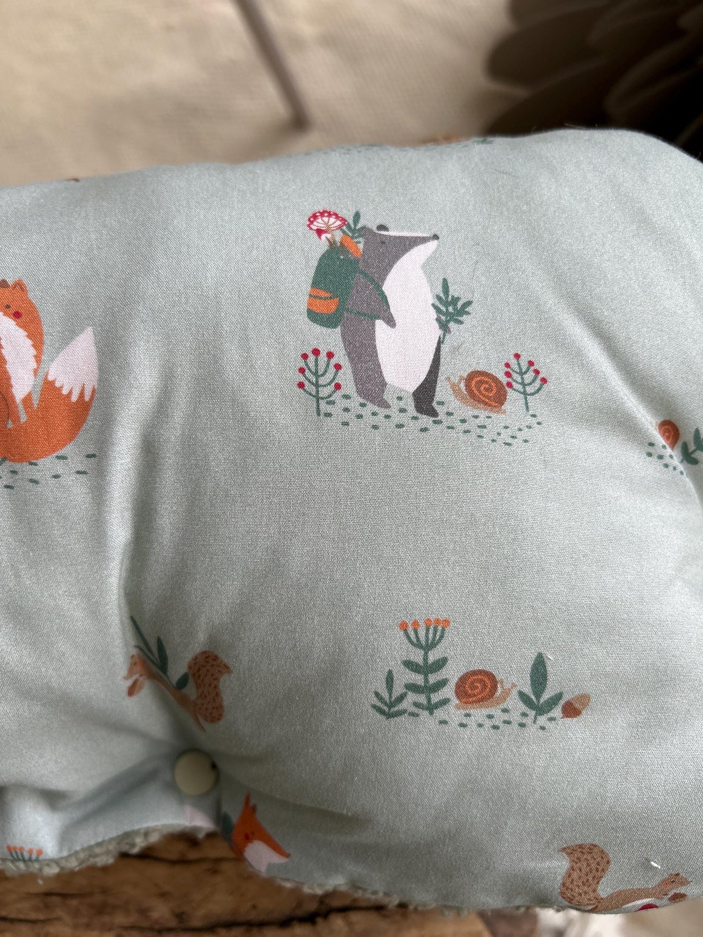 Kinderwagenmuff, Kinderwagenmuff Tiere, Muff Baby, Kinderwagenmuff Fuchs, warme Hände, Geschenk zur Geburt, Muff grün, Weihnachtsgeschenk