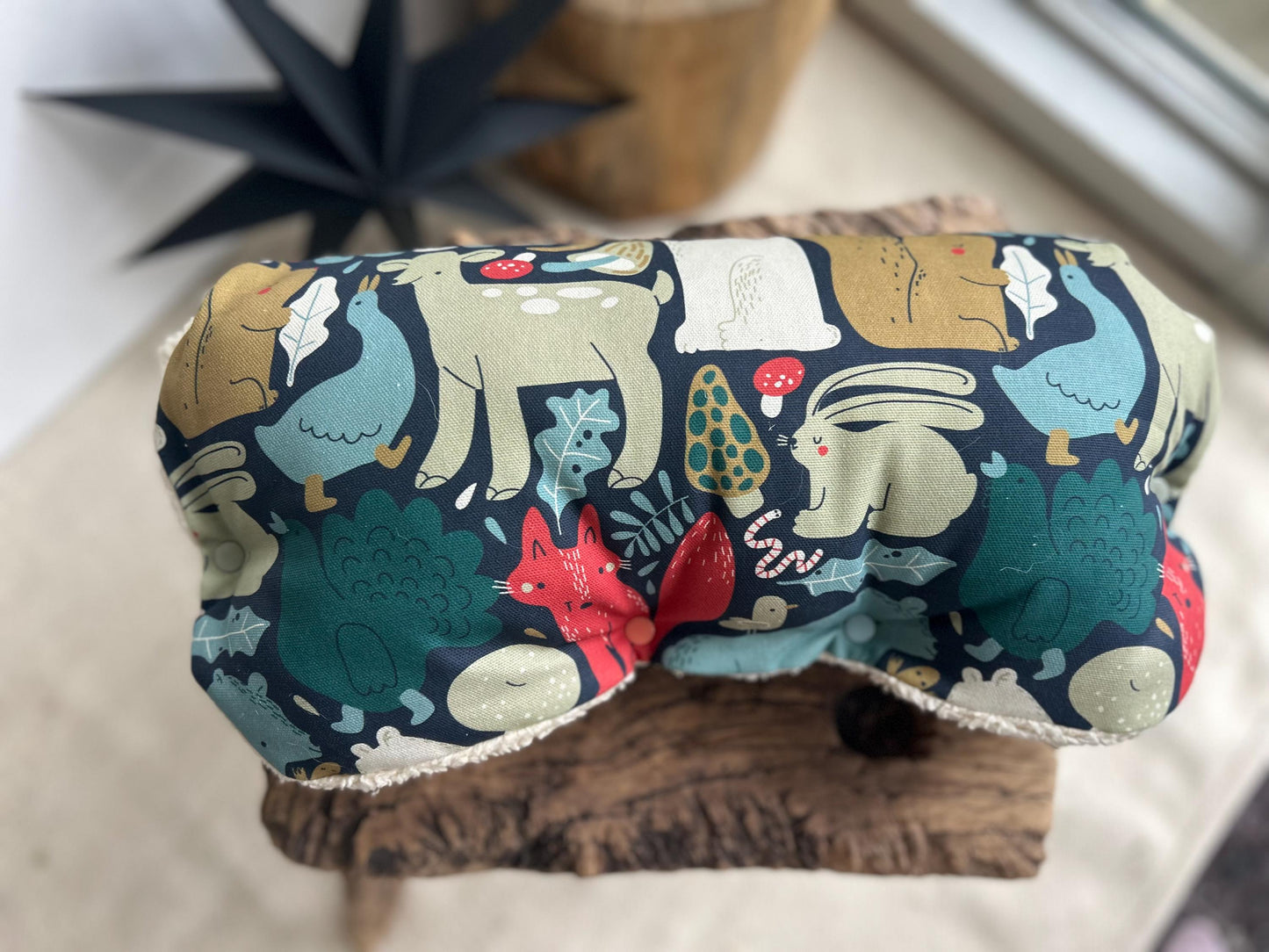 Kinderwagenmuff, Kinderwagen Handmuff, Muff Baby, Kinderwagenmuff Tiere, warme Hände, Geschenk zur Geburt, Muff grün, Weihnachtsgeschenk