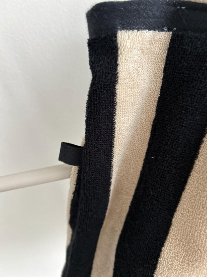 Frottee Tasche, Beutel aus Frottee,Beutel, Streifentasche, Tasche aus Frottee,Tasche gestreift, Beutel schwarz weiß, schwarz beige, PomiPomi
