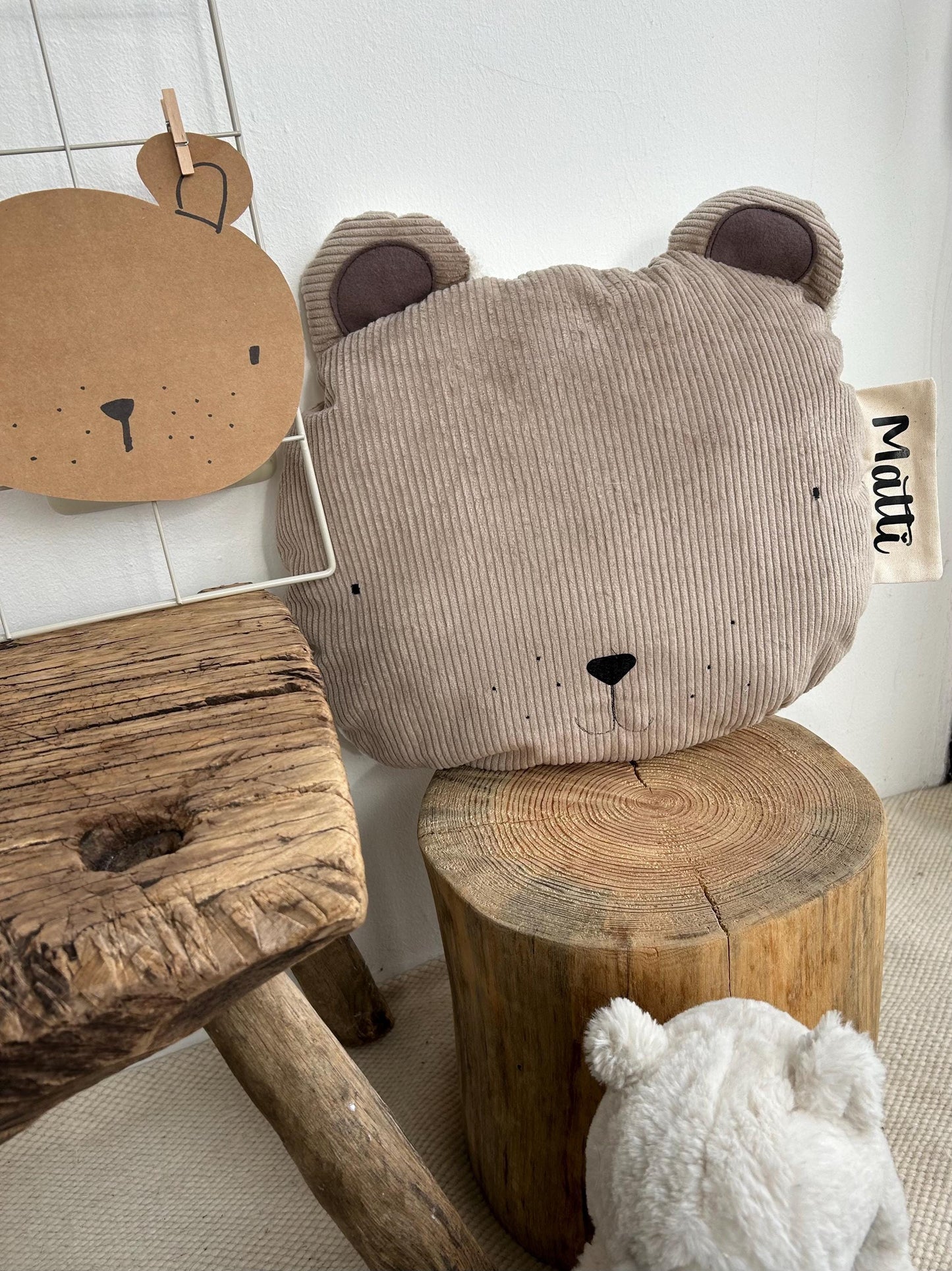 Kissen Bär, Kissen Cord, Cordkissen, Geschenk zur Taufe, Geschenk zur Geburt, Geschenk Kinder, Kissen mit Namen, Geschenk Weihnachten