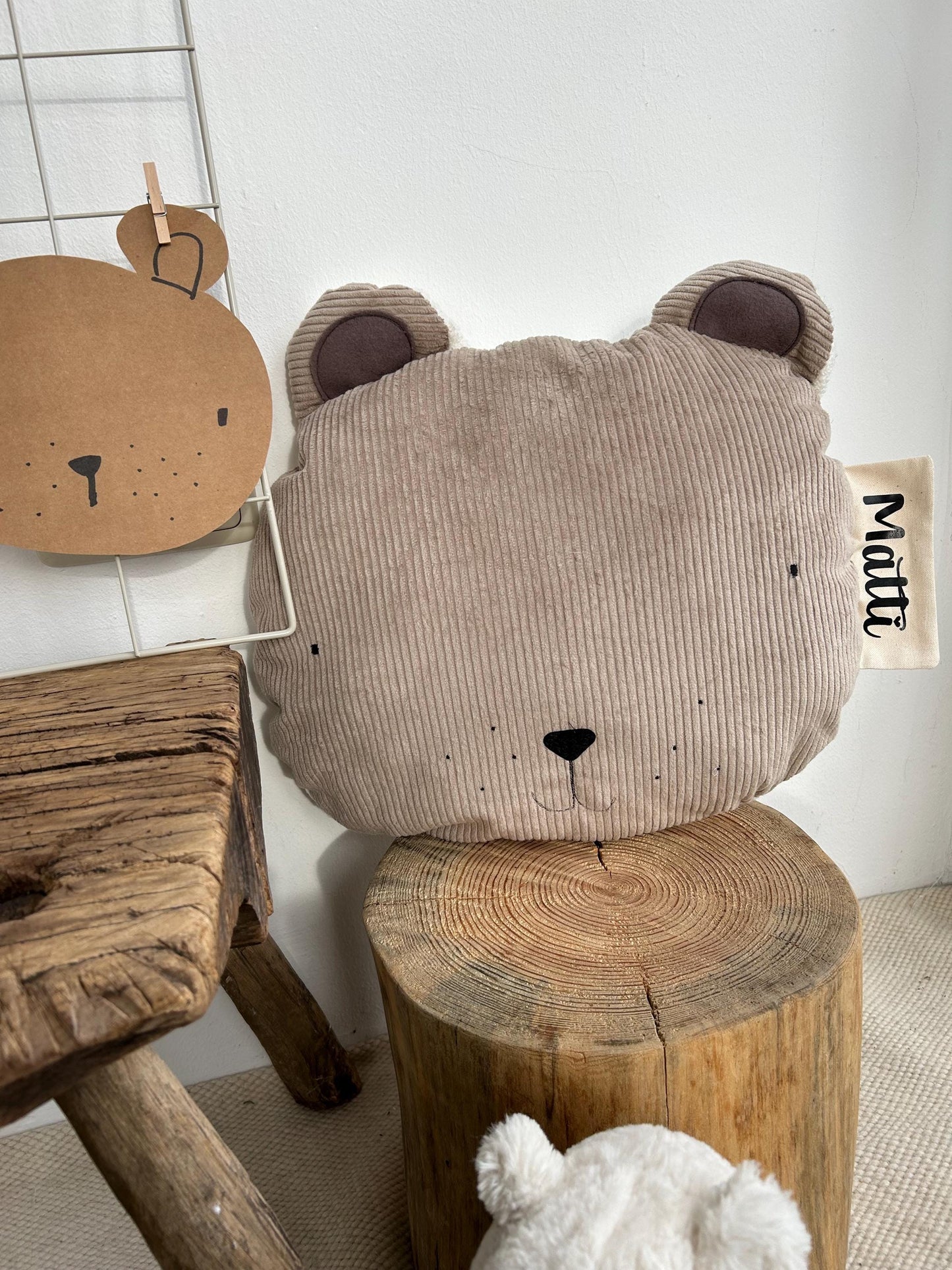 Kissen Bär, Kissen Cord, Cordkissen, Geschenk zur Taufe, Geschenk zur Geburt, Geschenk Kinder, Kissen mit Namen, Geschenk Weihnachten