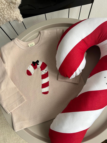 sofort lieferbar! Weihnachtsshirt Baby,Baby Shirt Zuckerstange,Shirt Zuckerstange, Christmas Sweater, Weihnachtspullover Kinder, Shirt beige