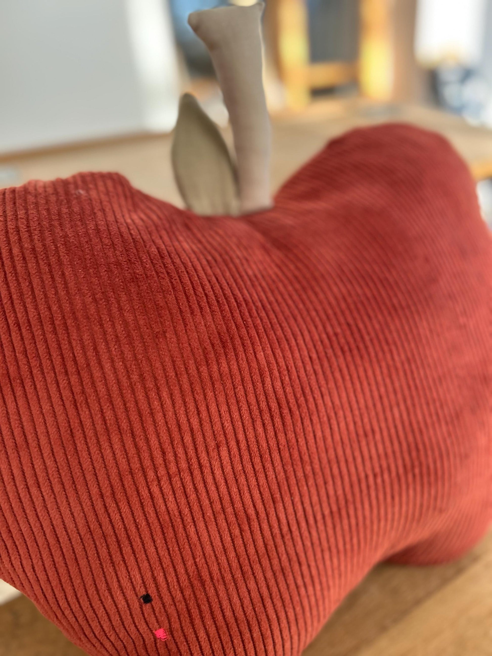 Kissen Apfel, Kissen Cord, Cordkissen, Geschenk zur Taufe, Geschenk zur Geburt, Geschenk Kinder, Kissen mit Namen, PomiPomi