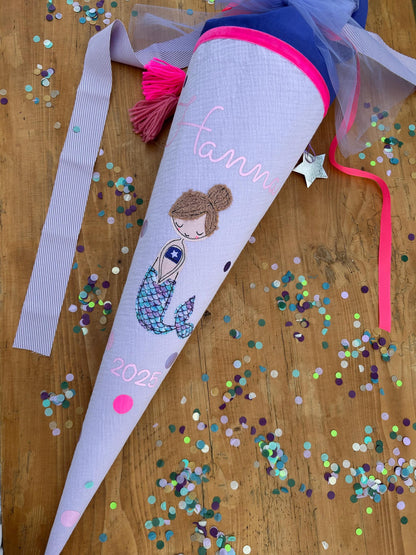 Schultüte Musselin Schultüte Stoff Schultüte Mädchen Schultüte Meerjungfrau,Schultüte Tüll, Schultüte Ergobag,Schultüte Regenbogen, Konfetti