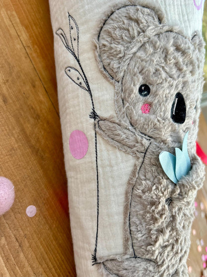 Schultüte Musselin Schultüte Stoff Schulanfang Schultüte Mädchen Schultüte Koala Einschulung Musselinschultüte beige Schultüte mit Name