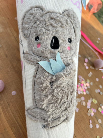 Schultüte Musselin Schultüte Stoff Schulanfang Schultüte Mädchen Schultüte Koala Einschulung Musselinschultüte beige Schultüte mit Name