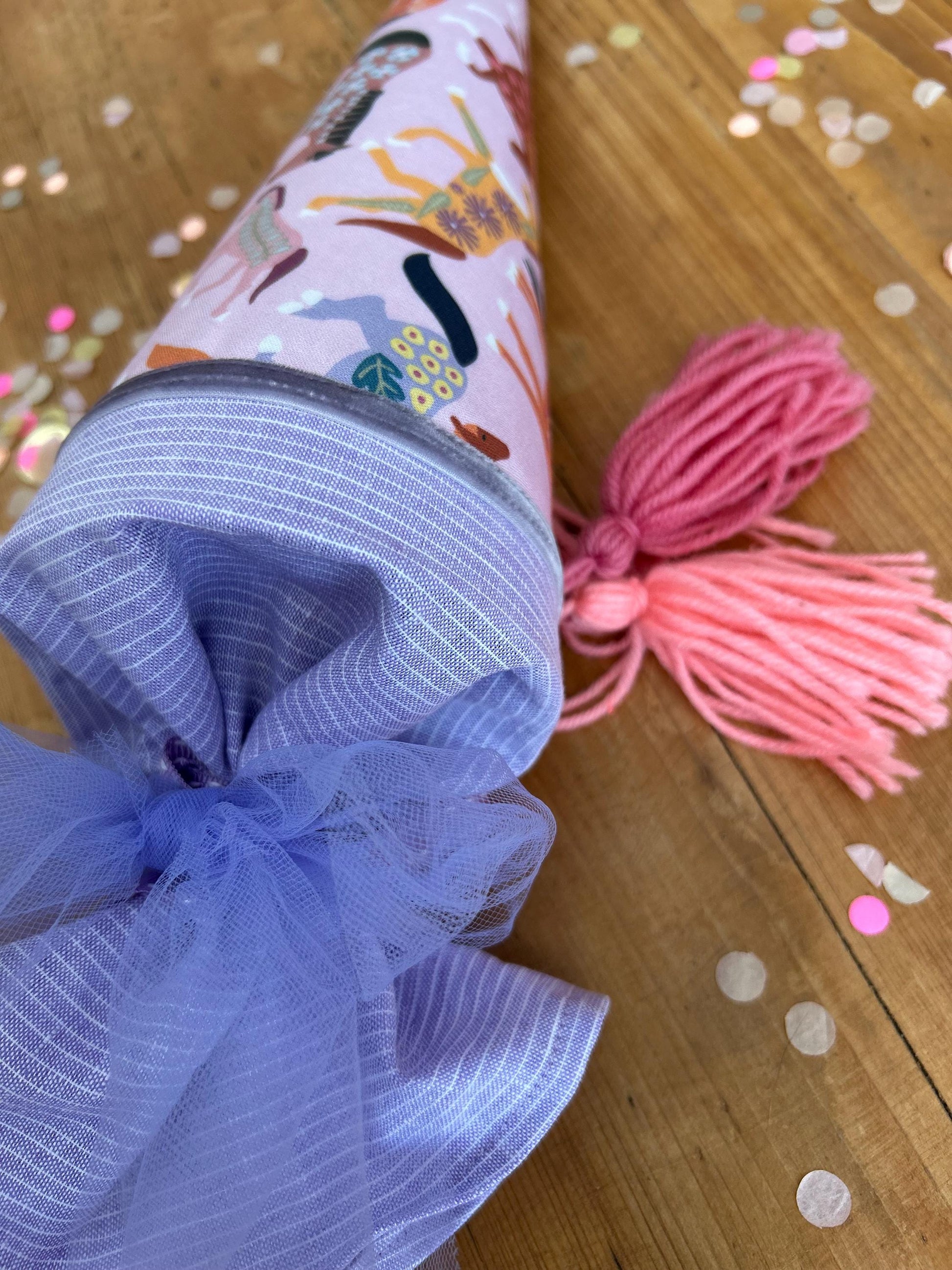 Einzelstück! sofort lieferbar, Schultüte Musselin Schultüte Stoff Schultüte Mädchen Schultüte Pferde, Pferdeschultüte, Zuckertüte