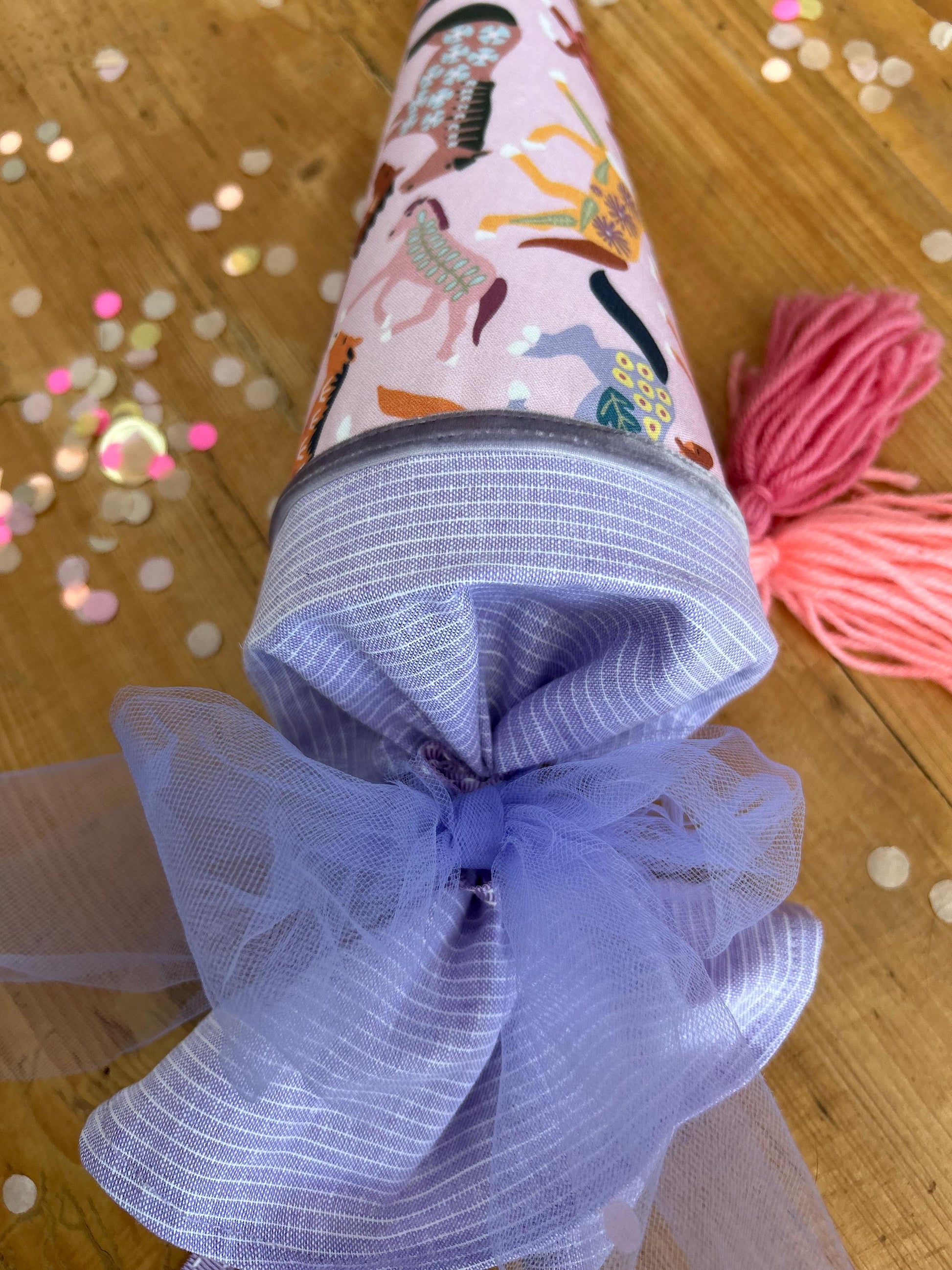 Schultüte Geschwisterschultüte Musselin Schultüte Stoff Schultüte Mädchen Schultüte Pferde, Schultüte Tüll, Pferdeschultüte, Zuckertüte