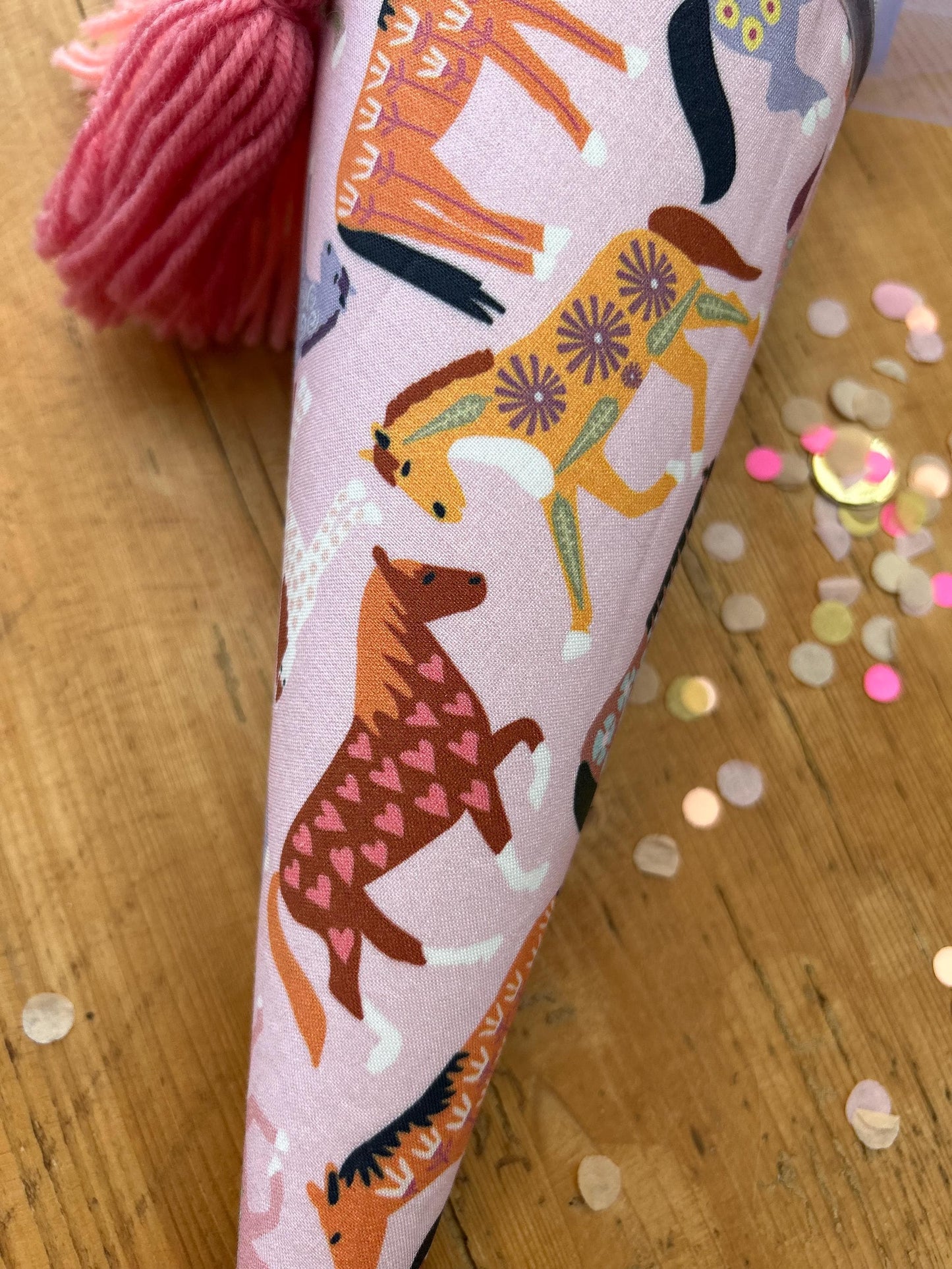 Schultüte Geschwisterschultüte Musselin Schultüte Stoff Schultüte Mädchen Schultüte Pferde, Schultüte Tüll, Pferdeschultüte, Zuckertüte