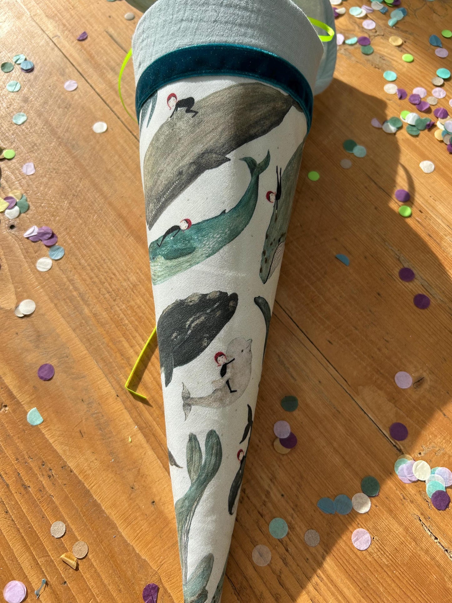 Schultüte Geschwisterschultüte Musselin Schultüte Stoff Schultüte Jungen Schultüte Wale, Walschultüte, Zuckertüte individuell personalisiert