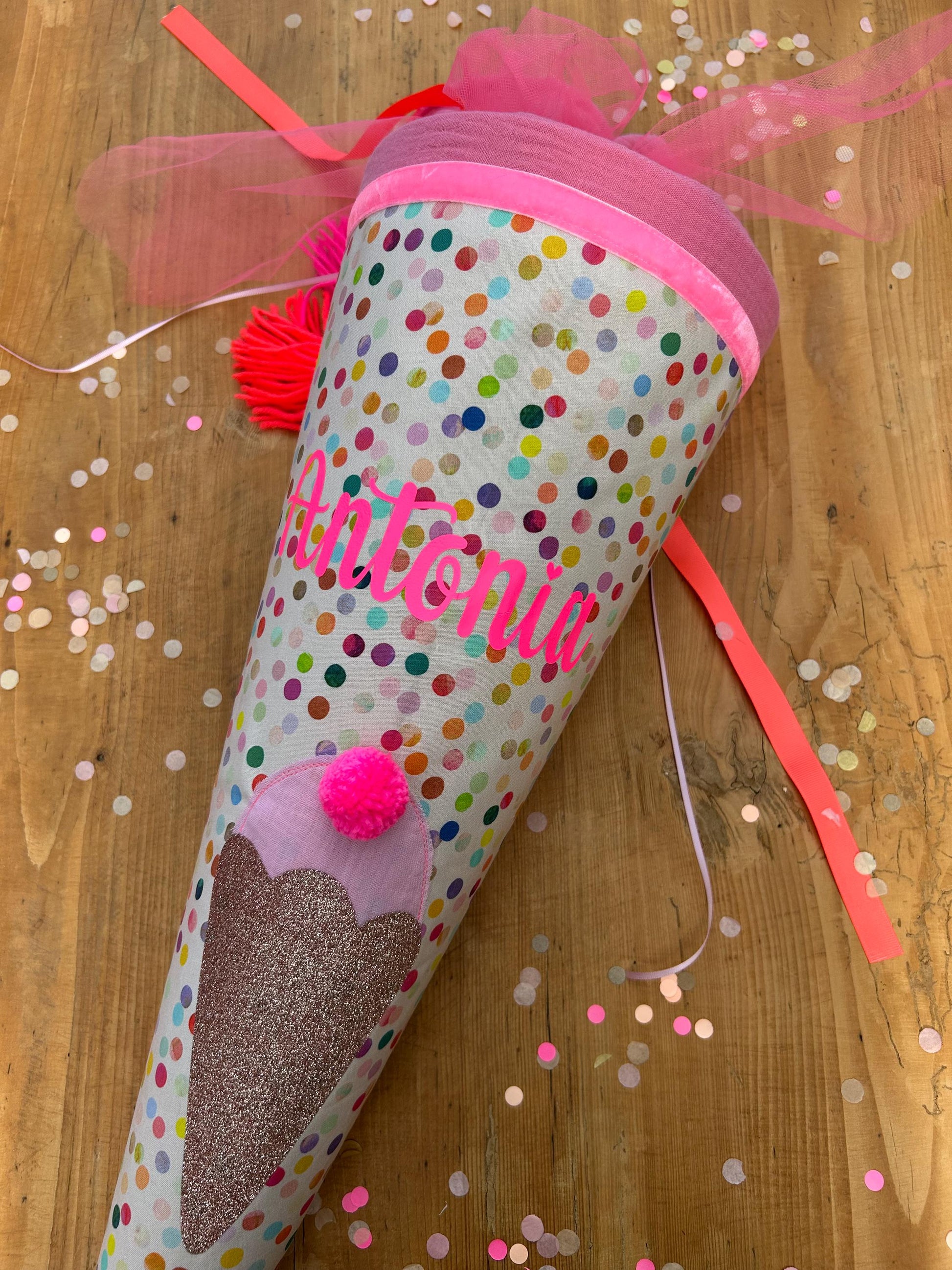 Schultüte Musselin Schultüte Stoff Schultüte Mädchen Schultüte Punkte, Schultüte Tüll, Schultüte Ergobag, Schultüte Regenbogen, Konfetti