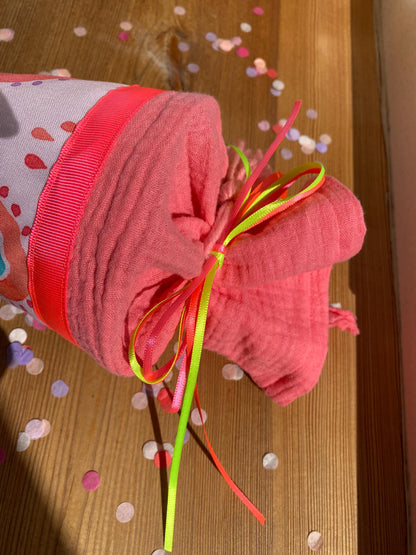 Geschwisterschultüte, Zuckertüte, Trosttüte Mädchen Jungs Regenbogen gute Laune Schulanfang Einschulung Kiga Start Milla Louise neon pink