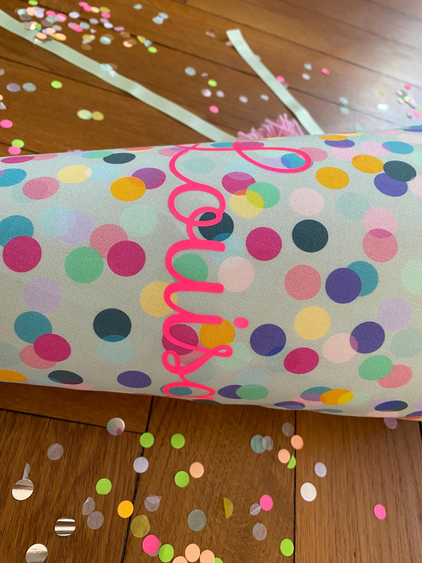 Schultüte, Zuckertüte, Trosttüte Musselin Schultüte Stoff Schulanfang Einschulung bunte Konfetti Kindergarten Milla Louise lila neon pink