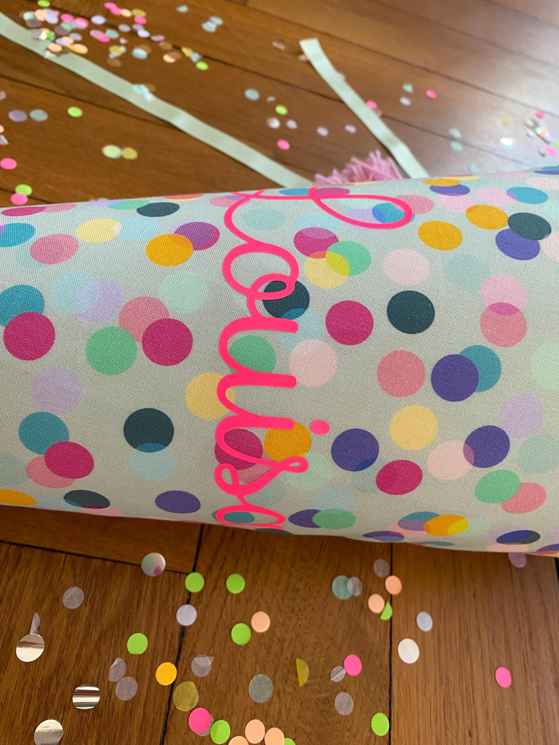 Schultüte, Zuckertüte, Trosttüte Musselin Schultüte Stoff Schulanfang Einschulung bunte Konfetti Kindergarten Milla Louise lila neon pink