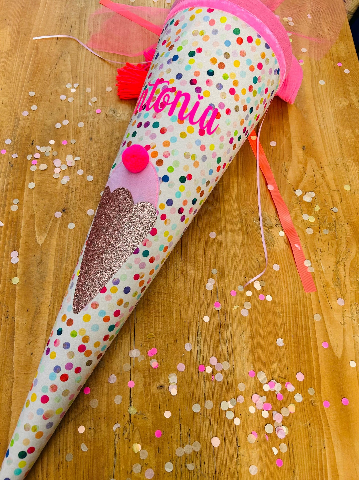 Schultüte Musselin Schultüte Stoff Schultüte Mädchen Schultüte Punkte, Schultüte Tüll, Schultüte Ergobag, Schultüte Regenbogen, Konfetti