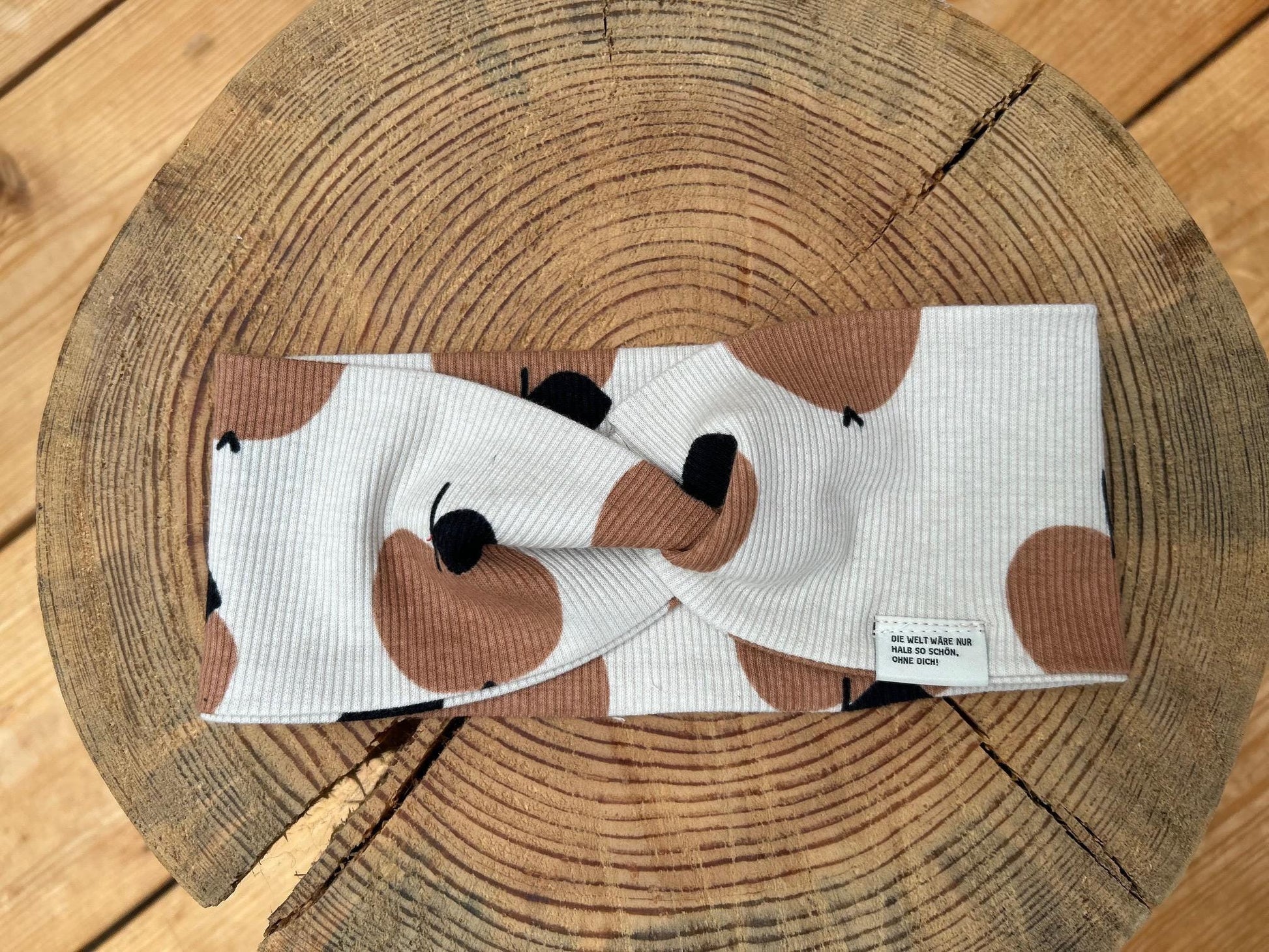 Stirnband Herbst, Stirnband mit Knoten Stirnband für Mädchen, Haarband für Mädchen,Knotenstirnband , Rippjersey, Label, Aufnäher, Patch