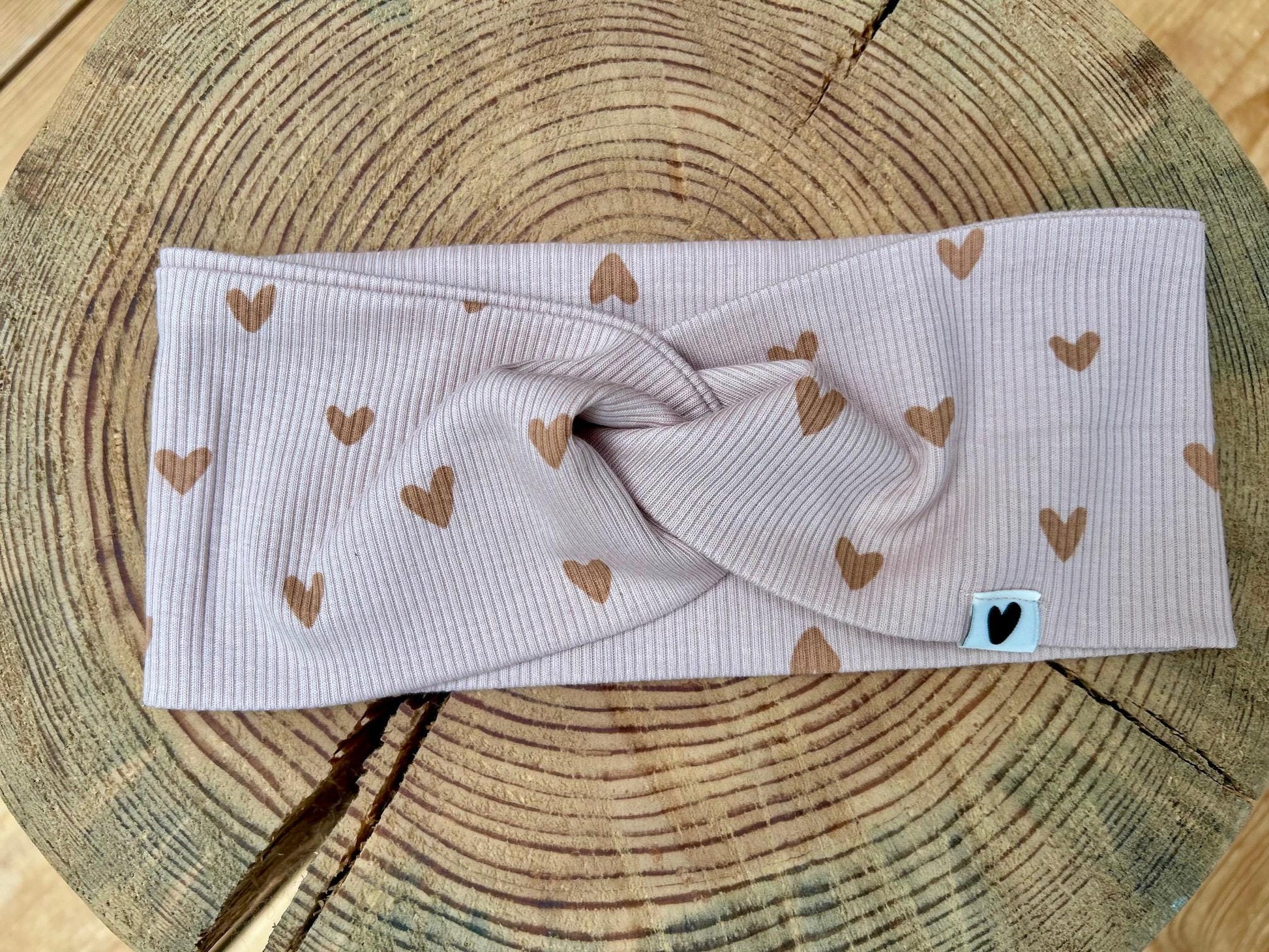 Stirnband Herbst, Stirnband mit Knoten Stirnband für Mädchen, Haarband für Mädchen,Knotenstirnband , Rippjersey, Label, Aufnäher, Patch