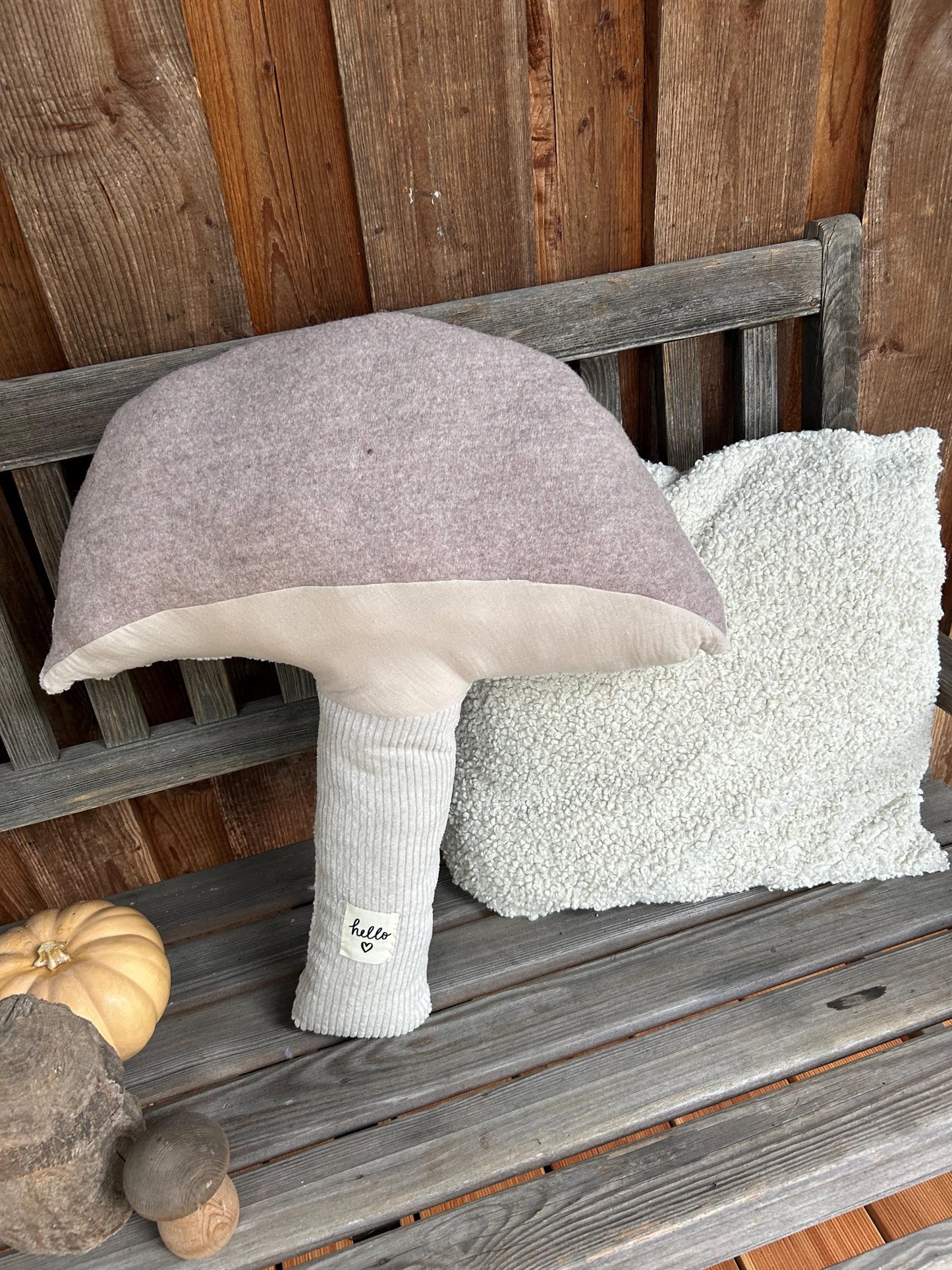 Kissen Pilz, Kissen Cord, Cordkissen, Kissen Herbst Deko, Kissen Kürbis, Herbstdekoration Cord, Wollwalk, Landhaus, Merino, Kissen Bank,Deko