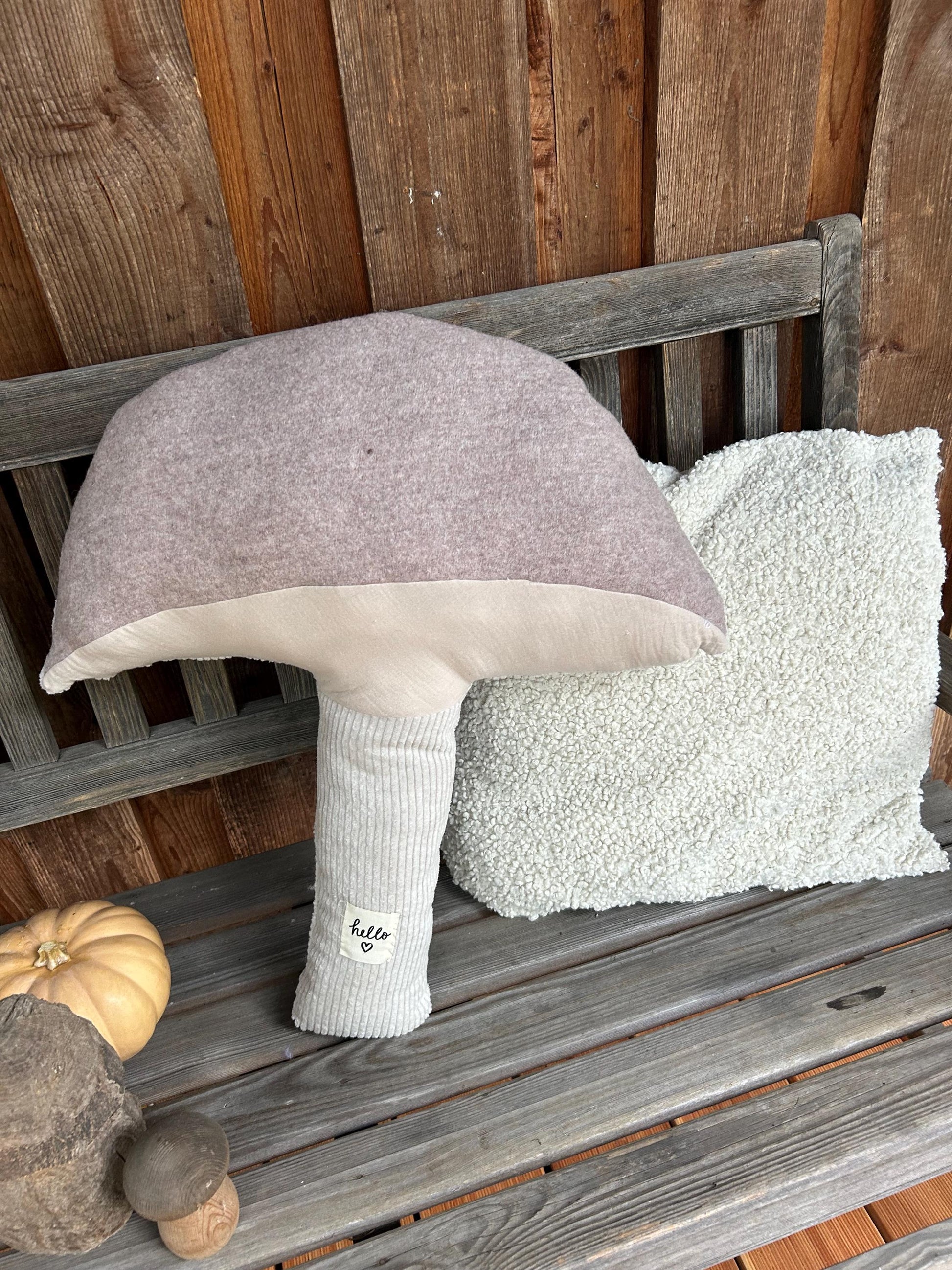 Kissen Pilz, Kissen Cord, Cordkissen, Kissen Herbst Deko, Kissen Kürbis, Herbstdekoration Cord, Wollwalk, Landhaus, Merino, Kissen Bank,Deko