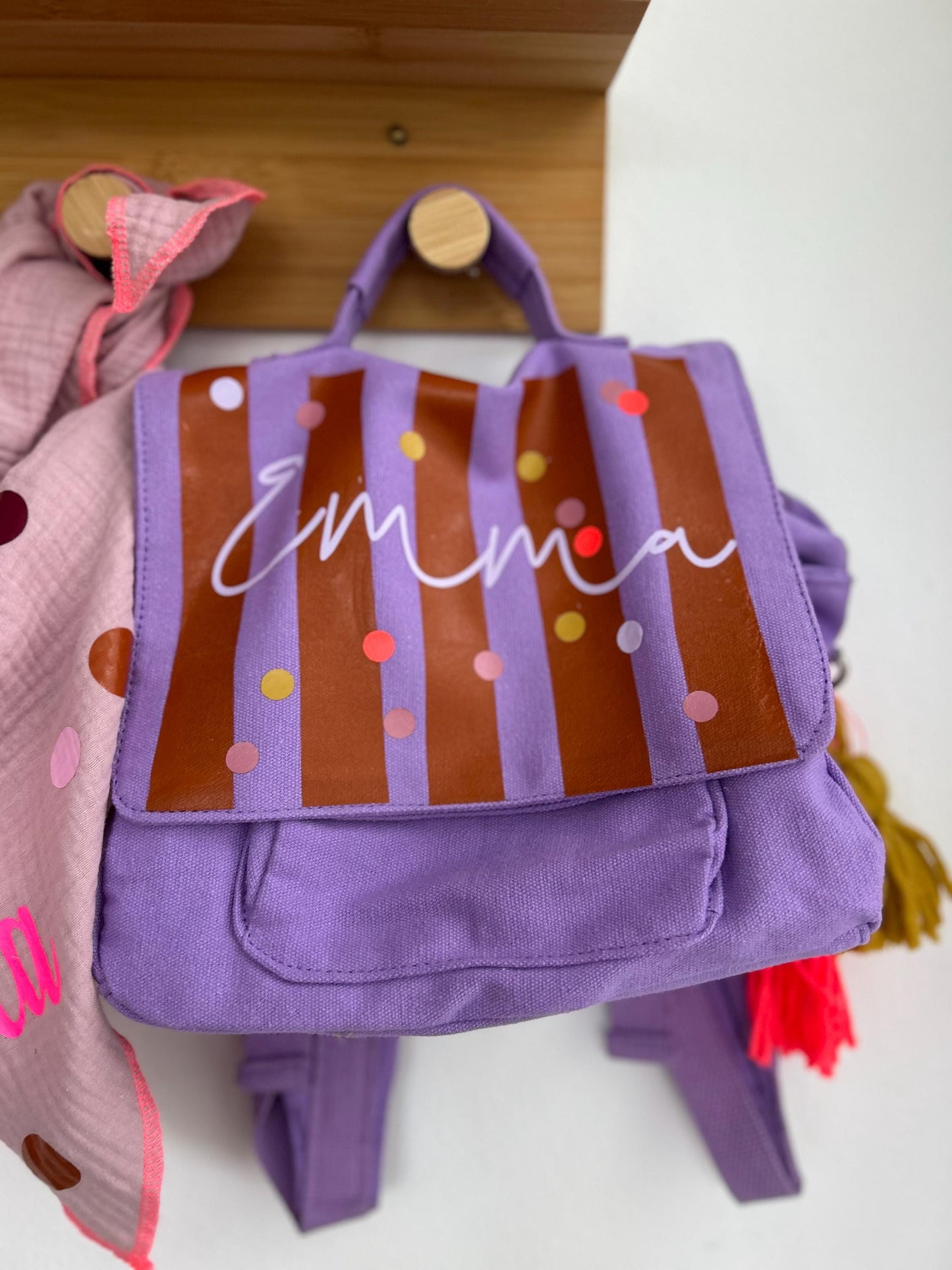 Kindergartenrucksack Kindergartentasche mit Name Rucksack Kindergartenkind Kinderrucksack Kita Tasche Canvas neon, Rucksack personalisiert