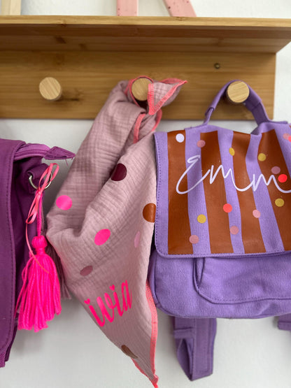 Kindergartenrucksack Kindergartentasche mit Name Rucksack Kindergartenkind Kinderrucksack Kita Tasche Canvas neon, Rucksack personalisiert