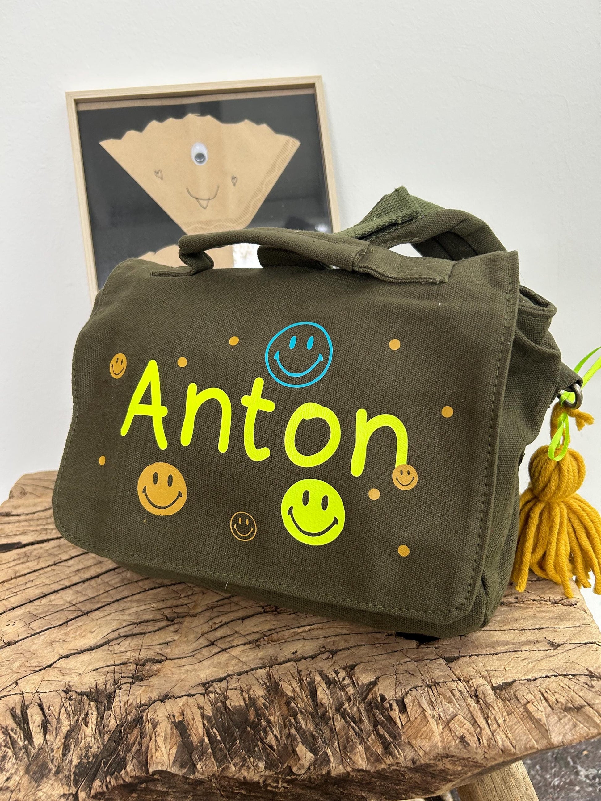 Kindergartenrucksack Kindergartentasche mit Name Rucksack Kindergartenkind Kinderrucksack Kita Tasche Canvas neon, Rucksack personalisiert