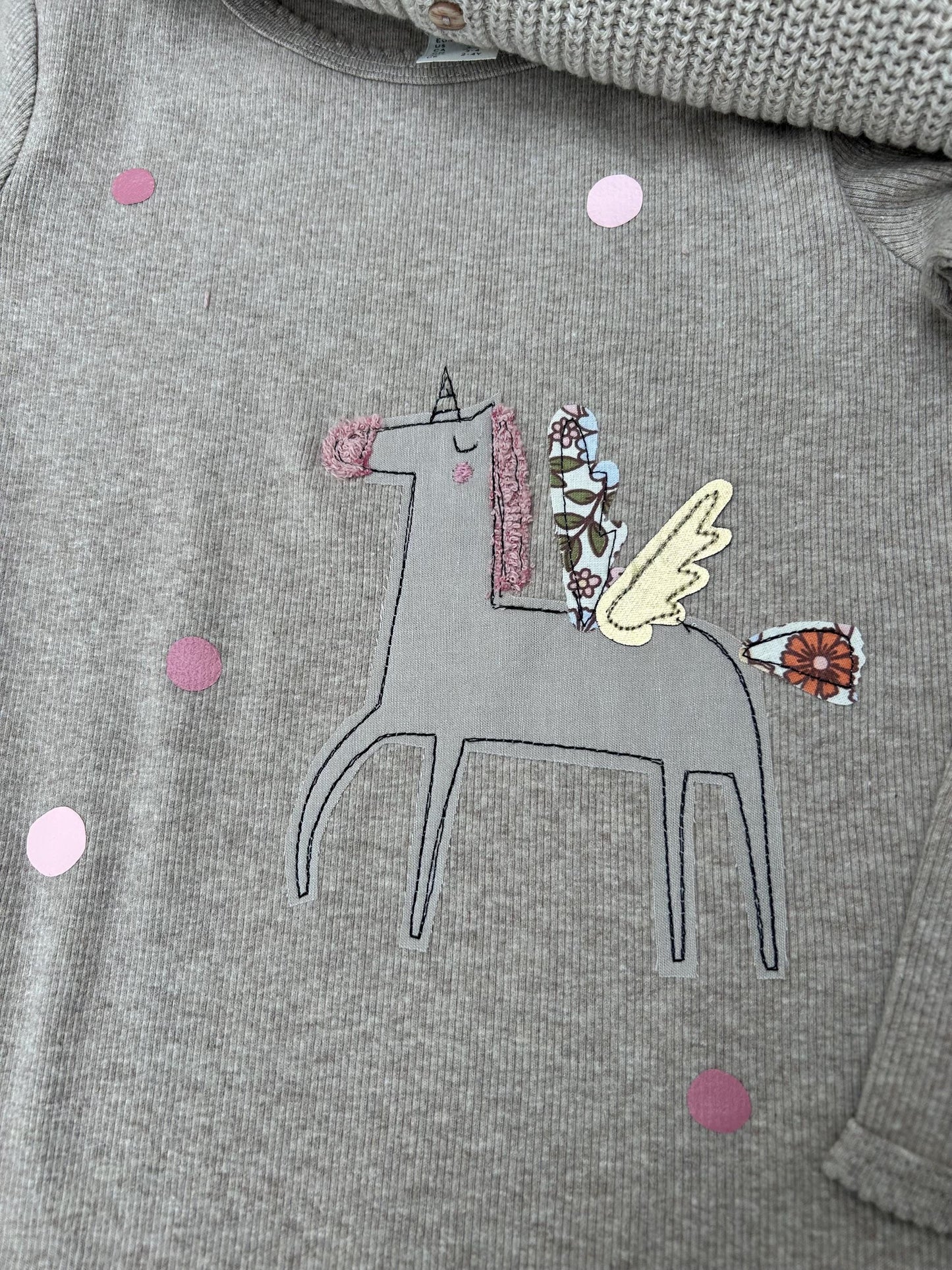 Rippjersey Shirt beige, Geburtstagsshirt Mädchen Shirt Biobaumwolle, Shirt zum Geburtstag, Geschenk Kinder, Langarmshirt Einhorn, Biojersey