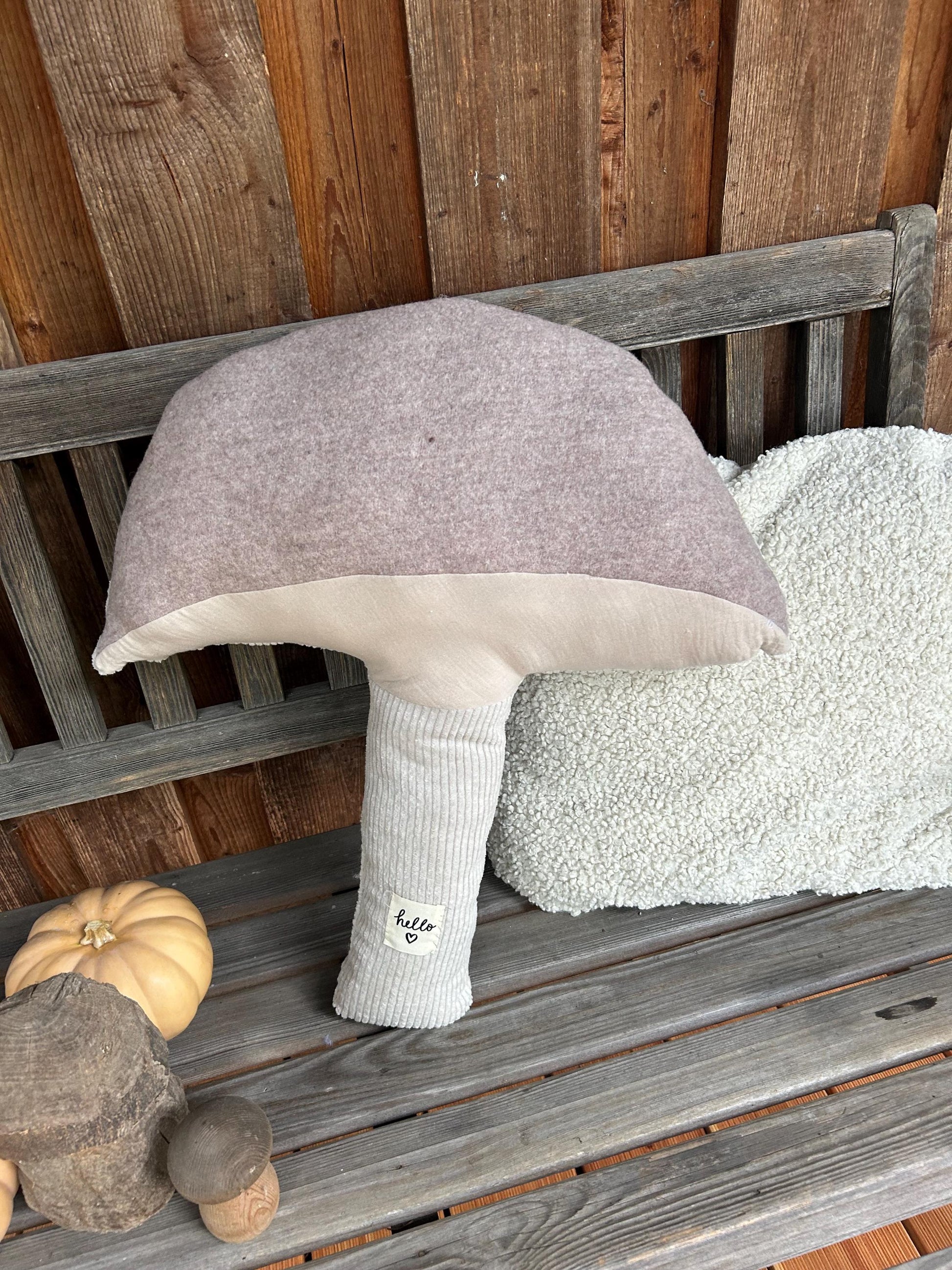 Kissen Pilz, Kissen Cord, Cordkissen, Kissen Herbst Deko, Kissen Kürbis, Herbstdekoration Cord, Wollwalk, Landhaus, Merino, Kissen Bank,Deko