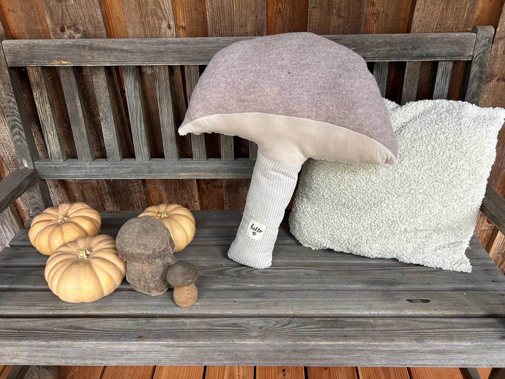 Kissen Pilz, Kissen Cord, Cordkissen, Kissen Herbst Deko, Kissen Kürbis, Herbstdekoration Cord, Wollwalk, Landhaus, Merino, Kissen Bank,Deko