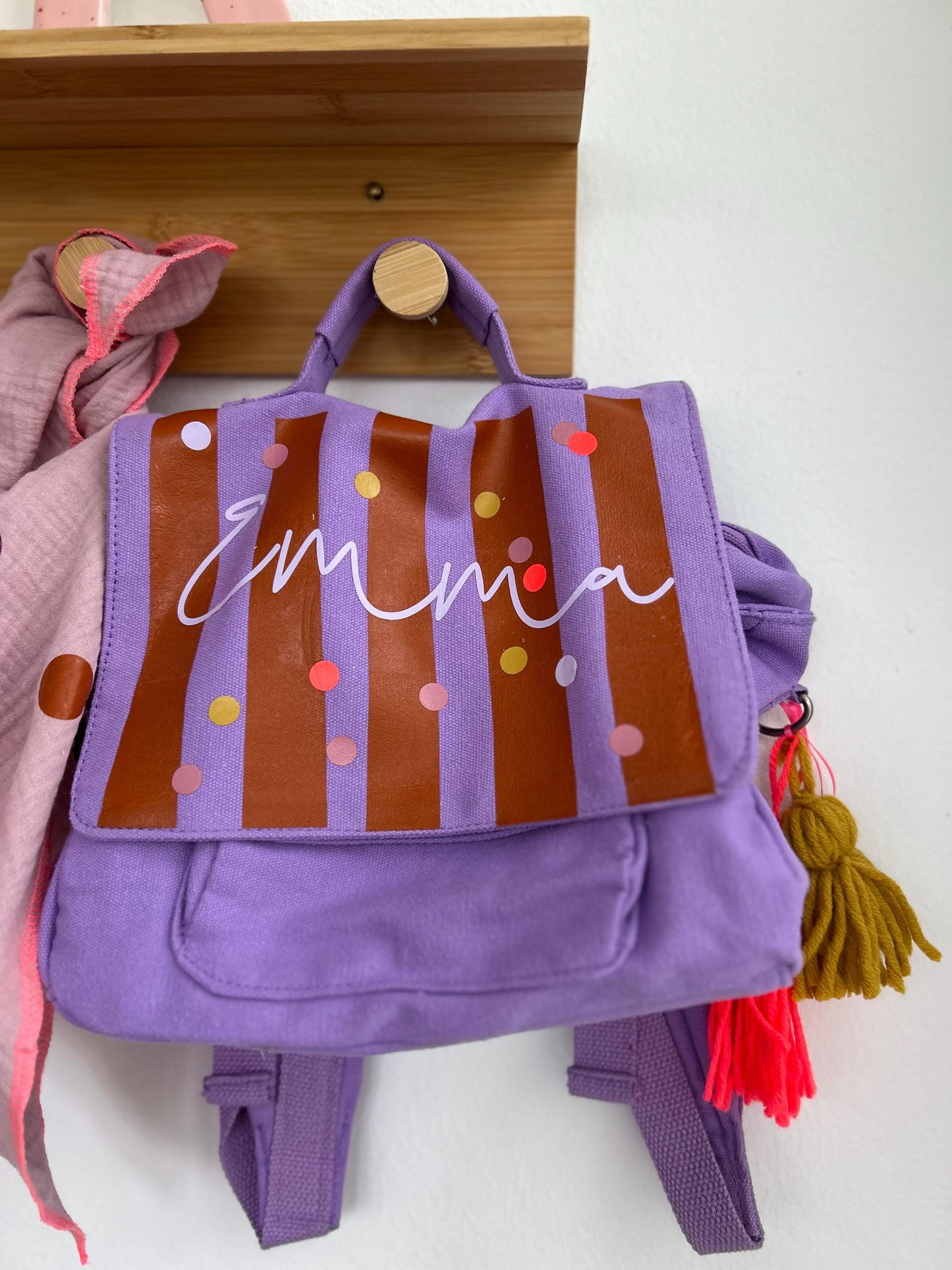 Kindergartenrucksack Kindergartentasche mit Name Rucksack Kindergartenkind Kinderrucksack Kita Tasche Canvas neon, Rucksack personalisiert