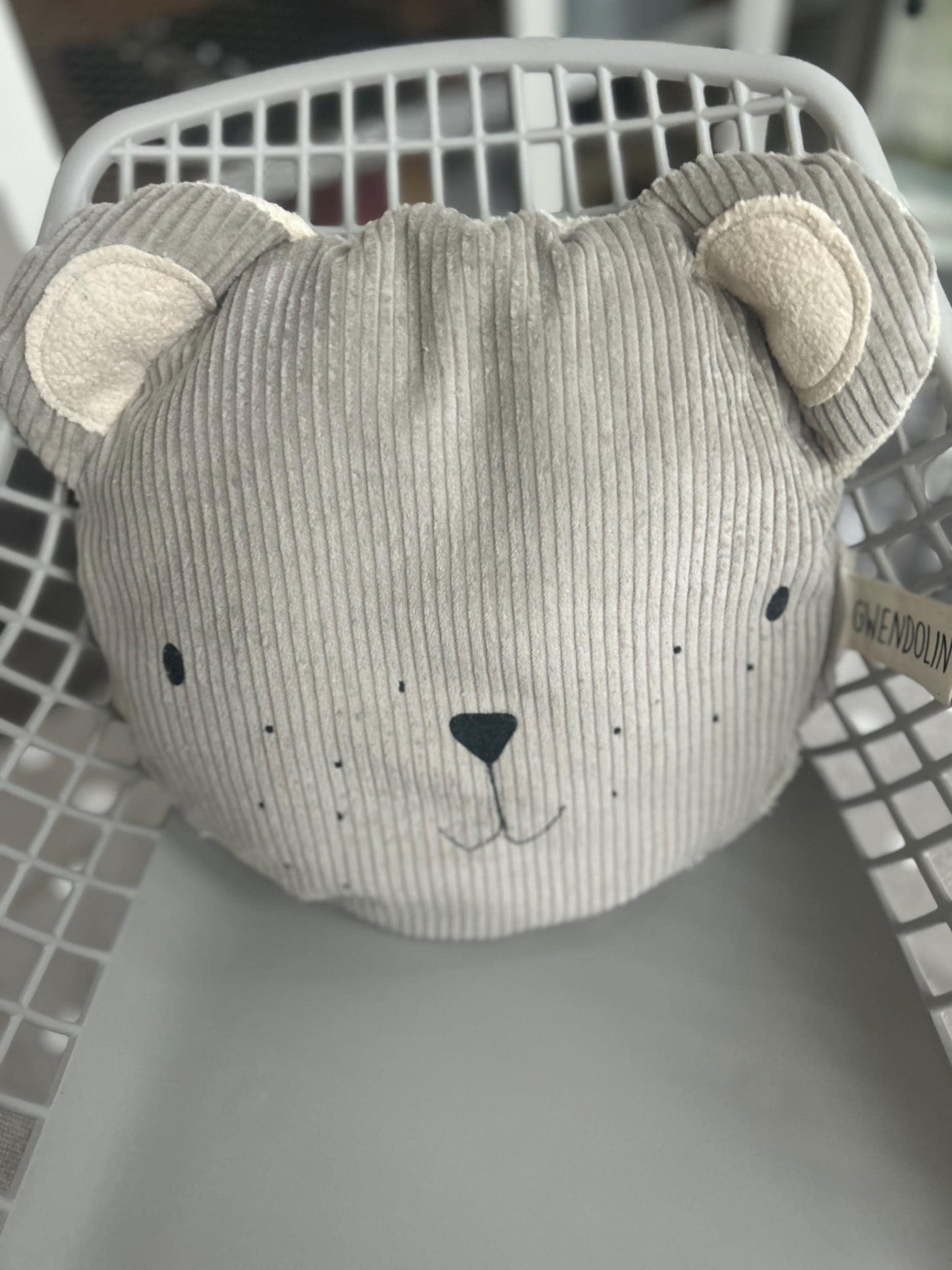 Stuhlkissen,Kissen Bär, Kissen Cord, Geschenk Taufe, Geschenk zur Geburt, Kissen personalisiert, Kissen mit Namen, Geschenk Weihnachten