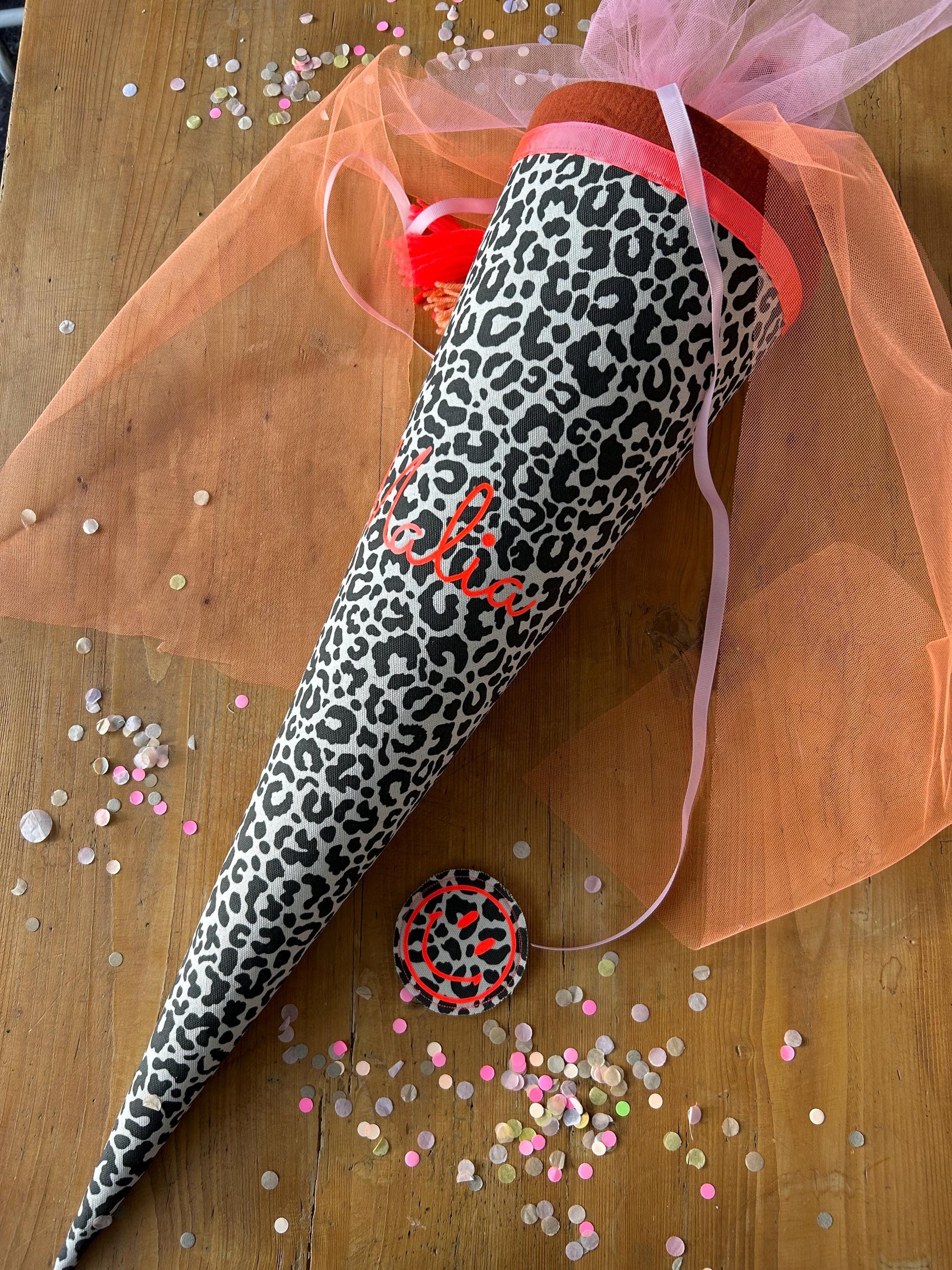 Schultüte Musselin Schultüte Stoff Schultüte Mädchen Schultüte Punkte, Schultüte Tüll, Schultüte Leoprint, Schultüte Leo, Tüll, Trosttüte